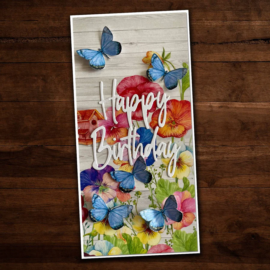 Tall Script Words Happy Birthday Metal Cutting Die 26101