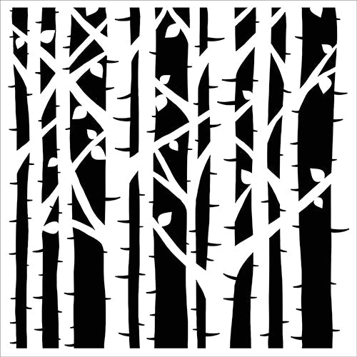 The Crafters Workshop 6x6 Stencil Birch Trees