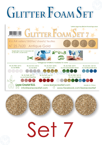Glitter Foam Set 7, 4 Sheets A4 Antique Gold