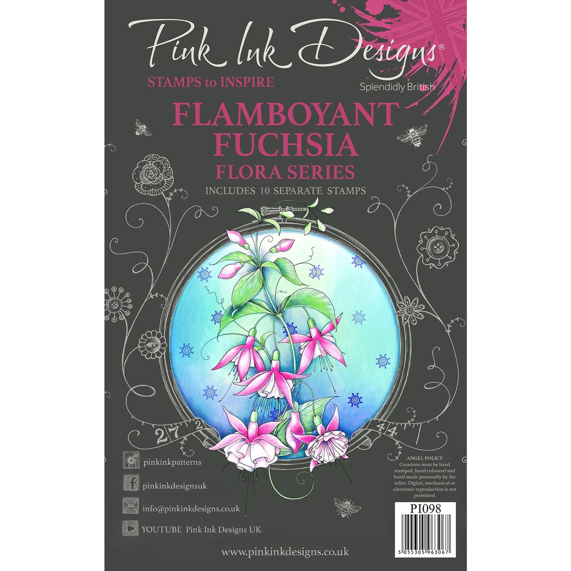 Pink Ink Designs Flamboyant Fuchsia A5 Clear Stamp Set