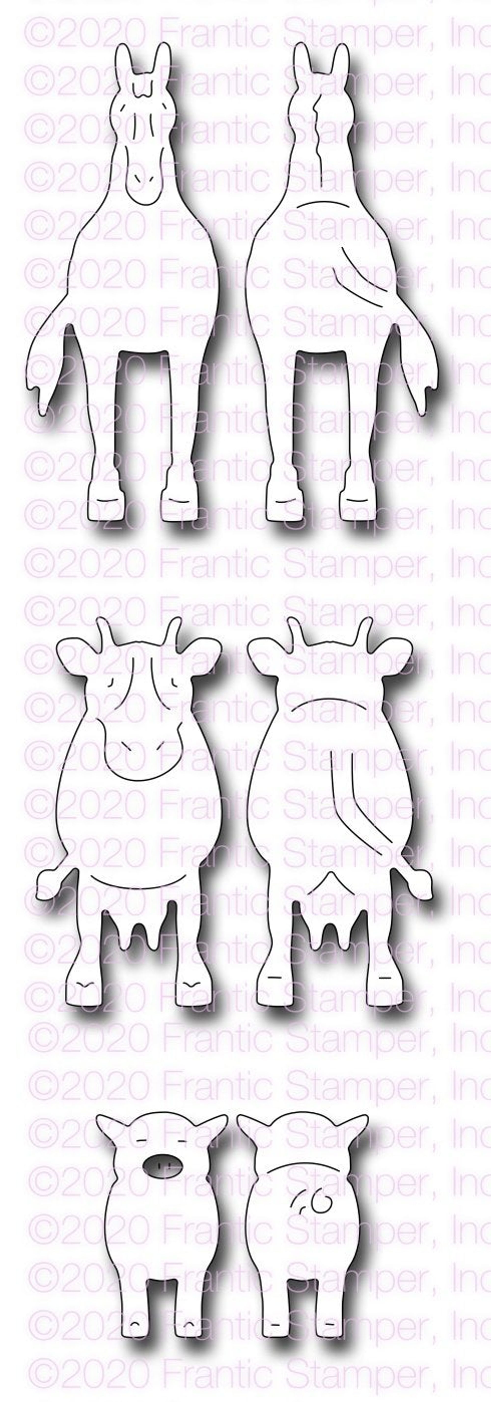 Frantic Stamper Front & Back Farm Animals die set