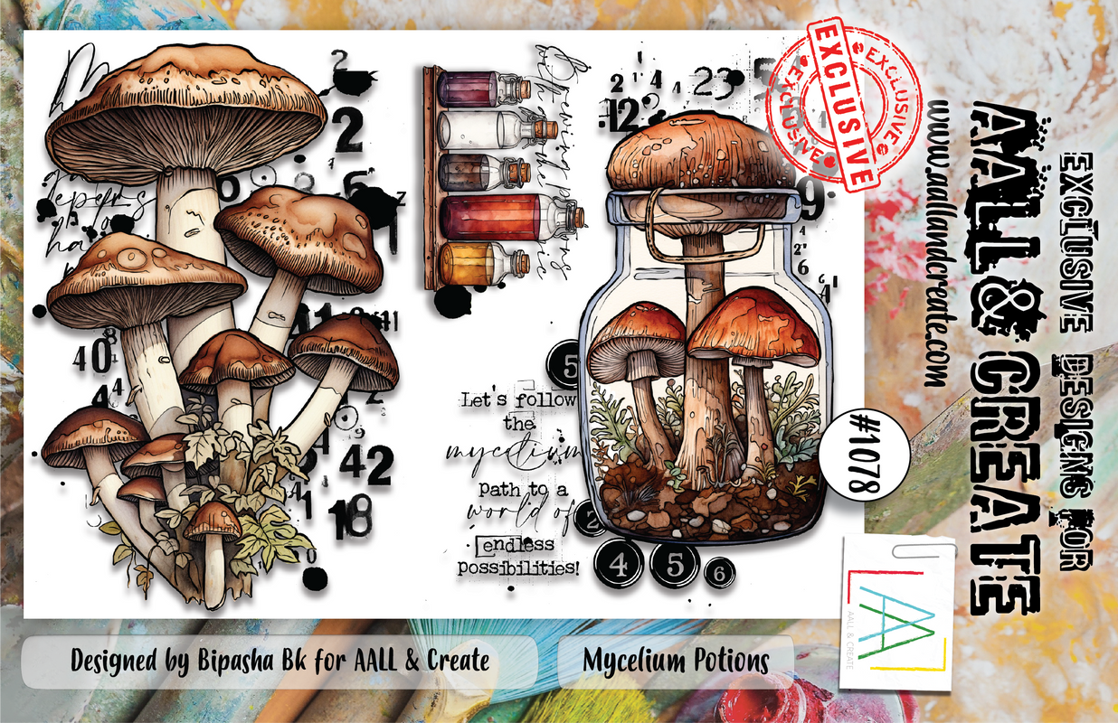 AALL and Create #1078 - A6 Stamp Set - Mycelium Potions