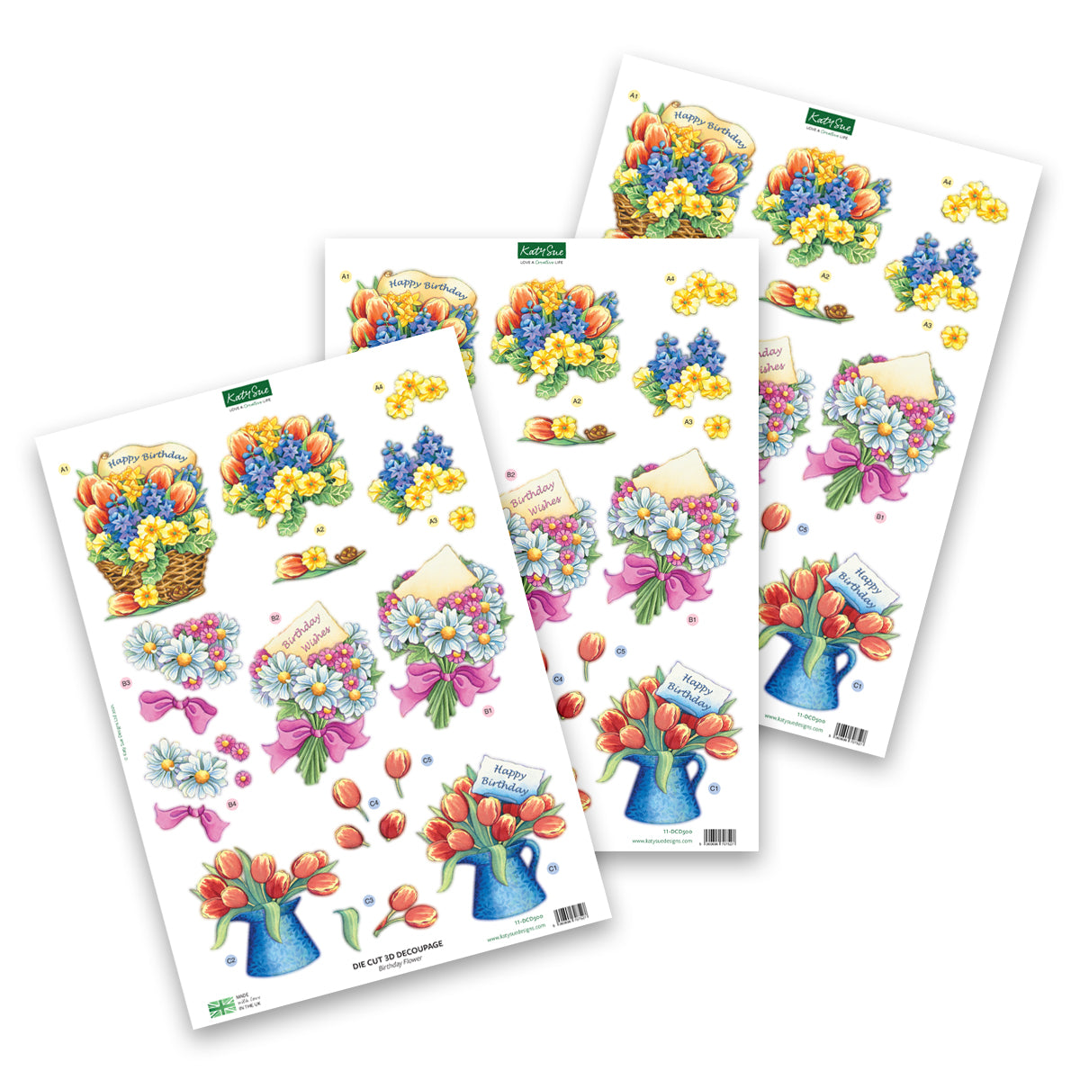 Die Cut Decoupage – Birthday Flower (Pack Of 3)