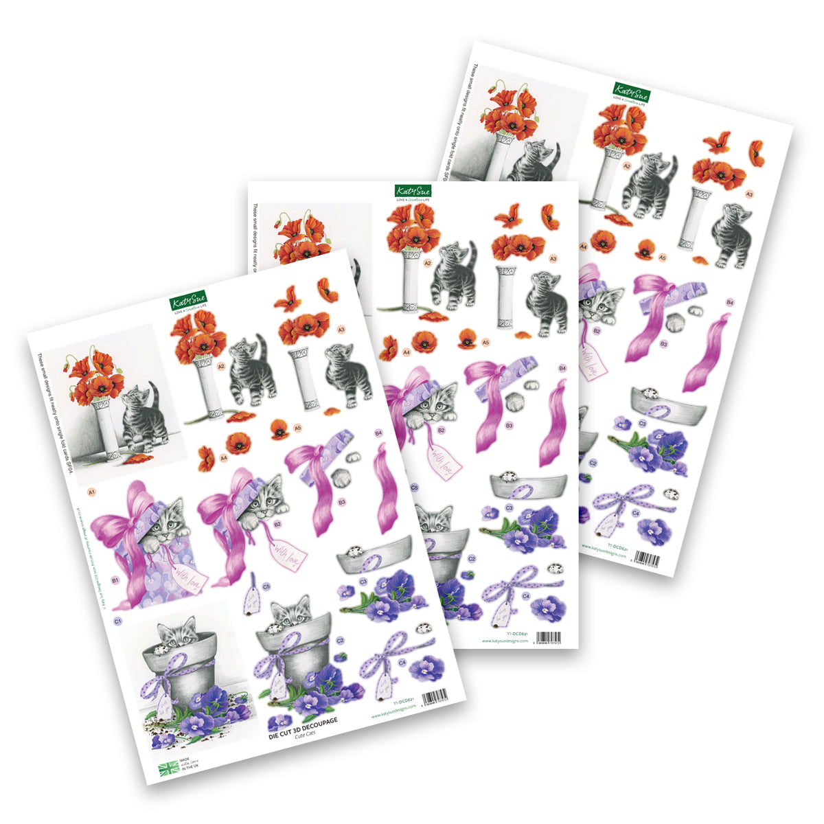 Die Cut Decoupage – Cute Cats (Pack Of 3)
