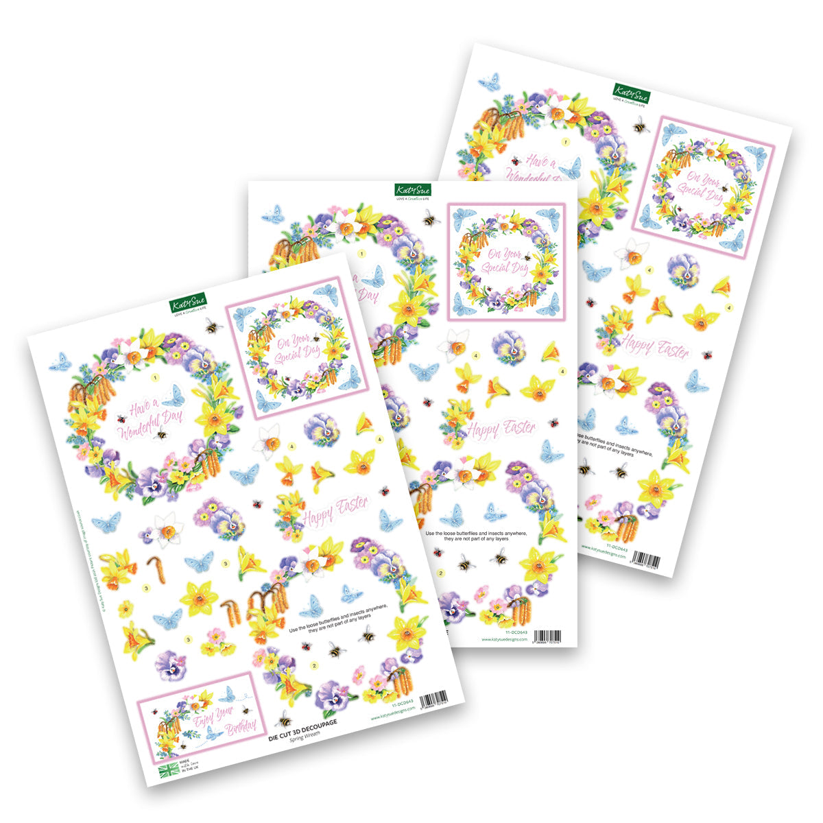 Die Cut Decoupage – Spring Wreath (Pack Of 3)