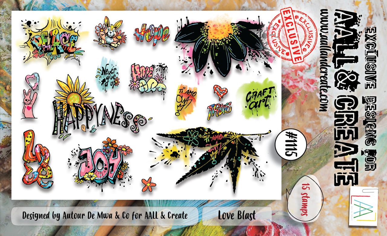 AALL and Create #1115 - A6 Stamp Set - Love Blast