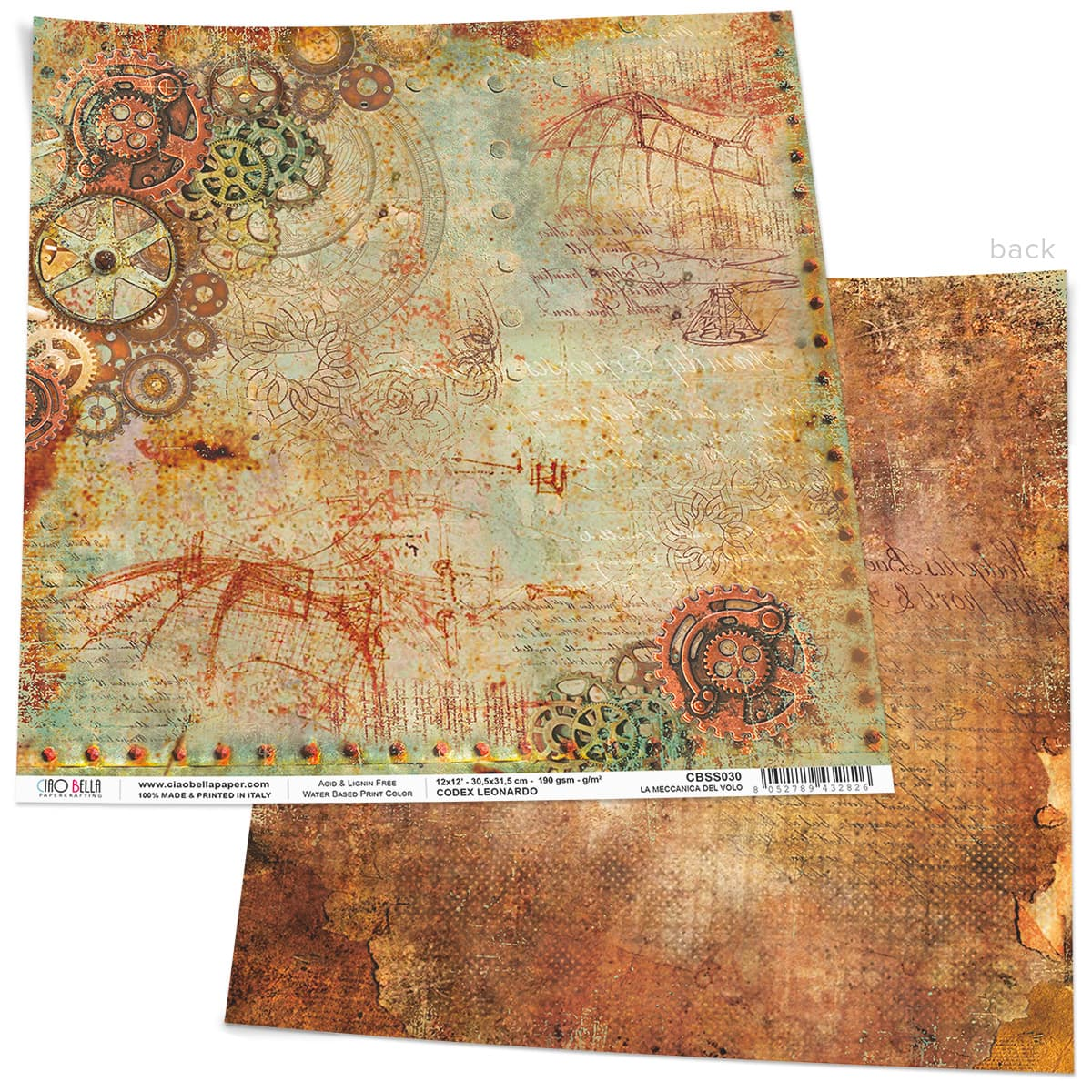 Ciao Bella La Meccanica Del Volo Paper Sheet 12"x12" 1 Sheet