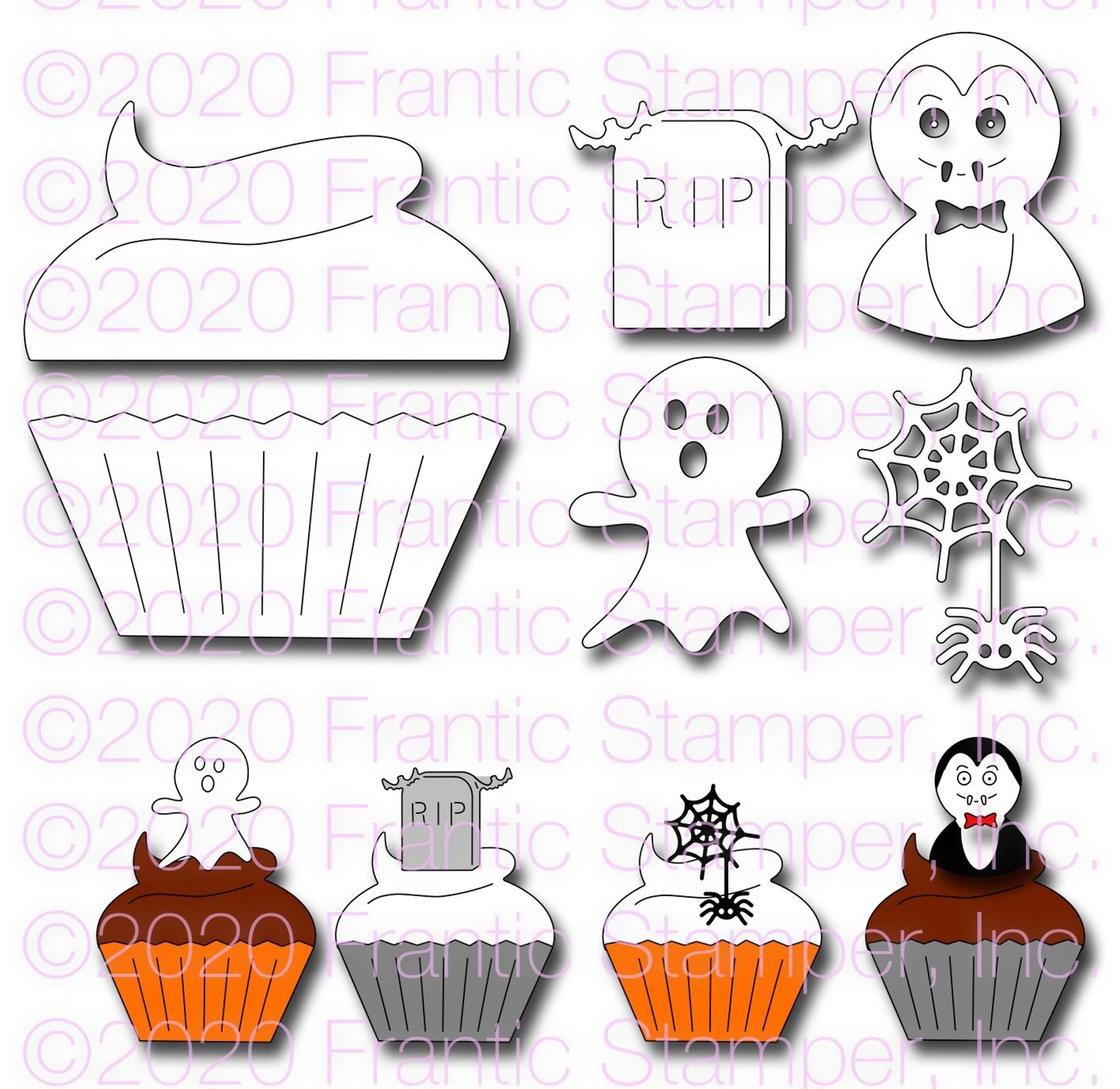 Frantic Stamper Precision Die - Cupcake and Halloween Toppers #2