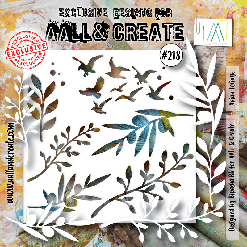 AALL and Create #218 - 6"x6" Stencil - Avian Foliage