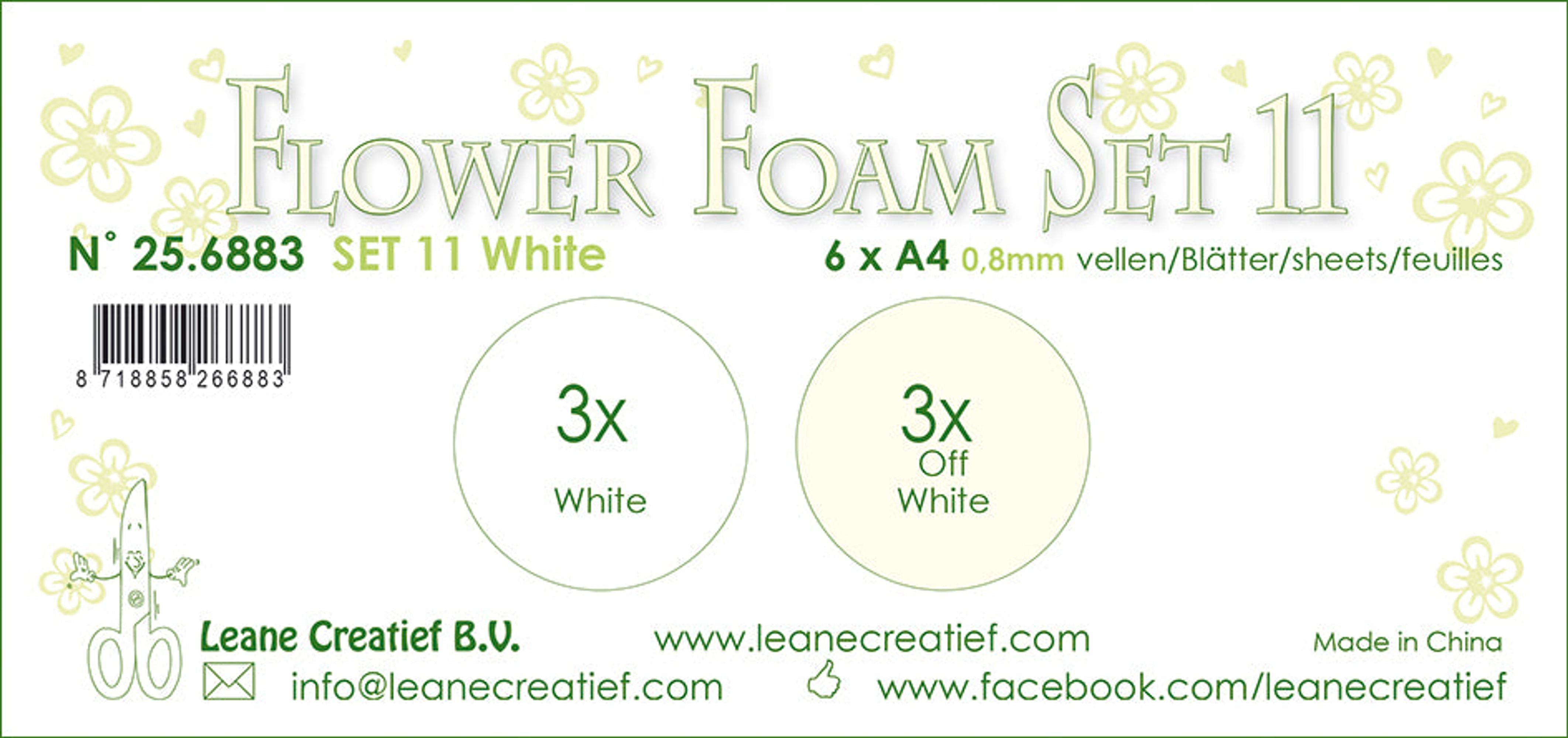 Flower Foam Set 11, 6 Sheets A4 2X3 White Colours