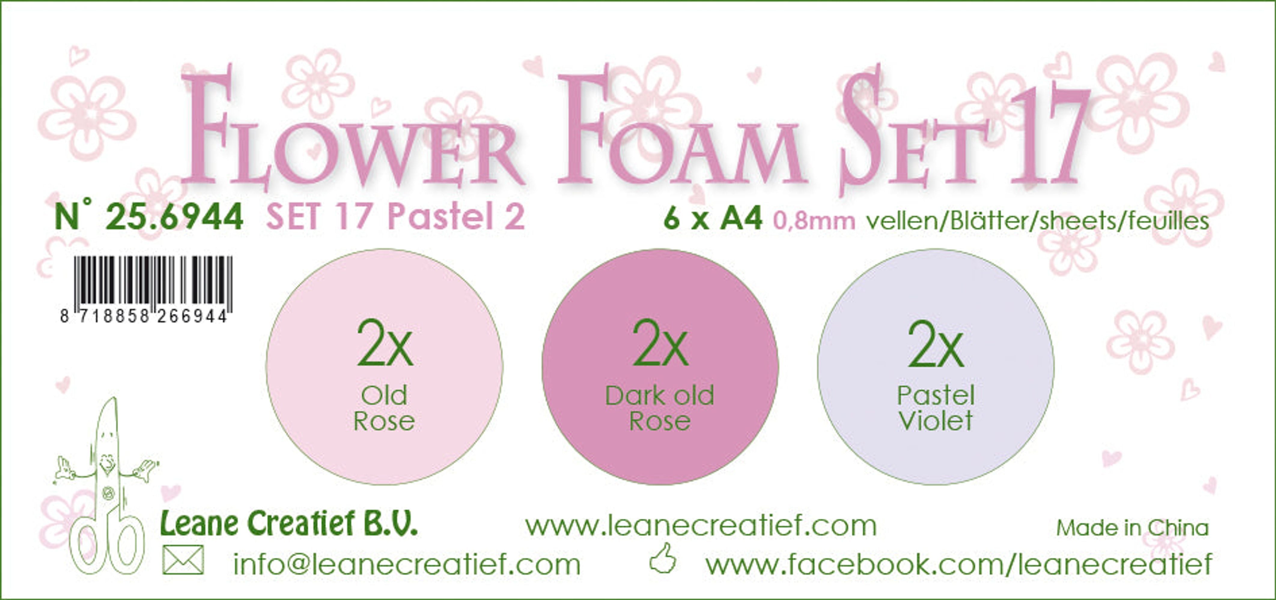 Flower Foam Set 17, 6 Sheets A4 3X2 Pastel Colours 2.