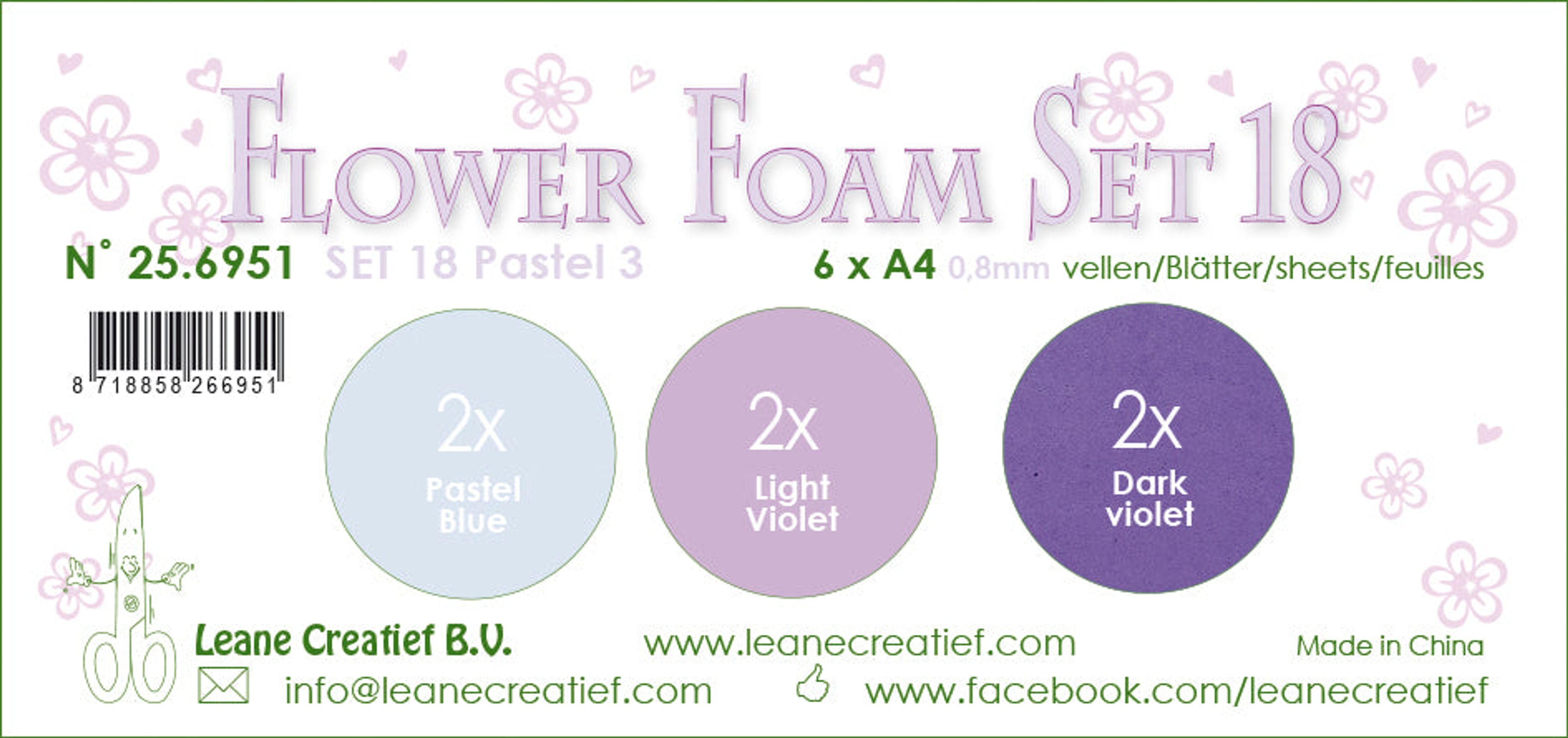 Flower Foam Set 18, 6 Sheets A4 3X2 Pastel Colours 3.