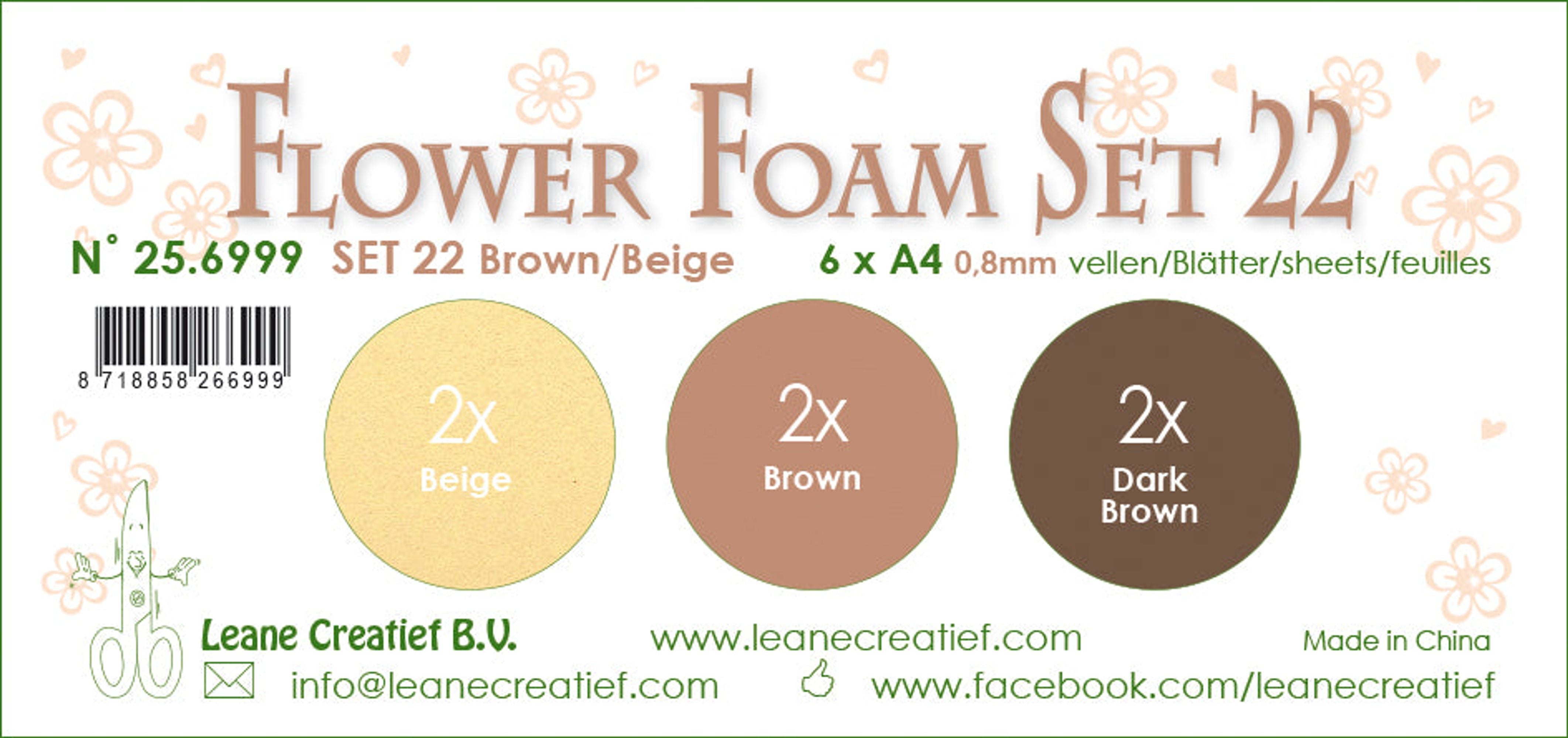 Flower Foam Set 22, 6 Sheets A4 3X2 Brown-Beige Colours