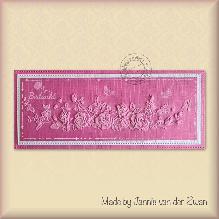 Nellie's Choice 3D Embossing Folder Slimline - Rose Border