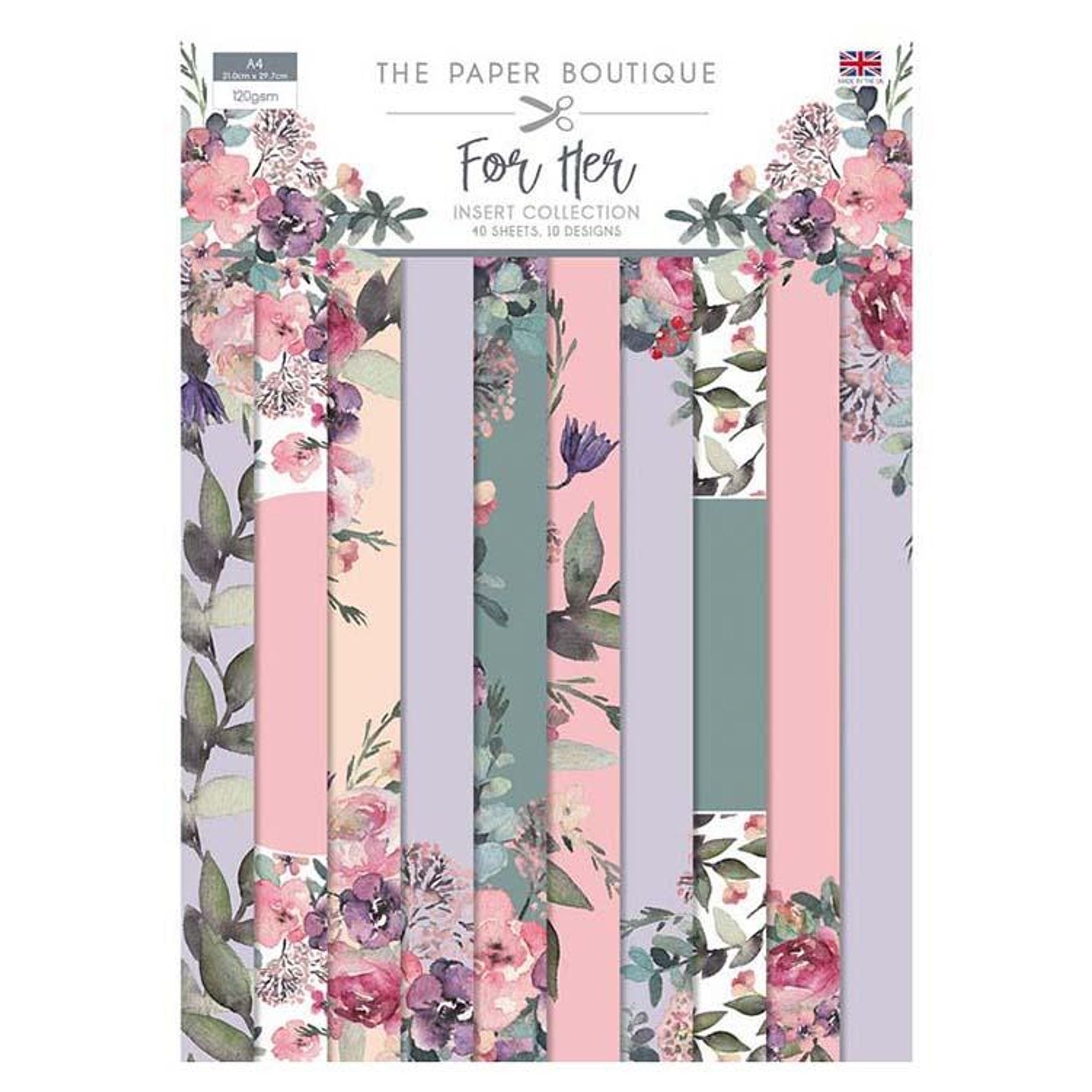The Paper Boutique For Her Insert Collection A4 40 Sheets 10 Designs 120gsm