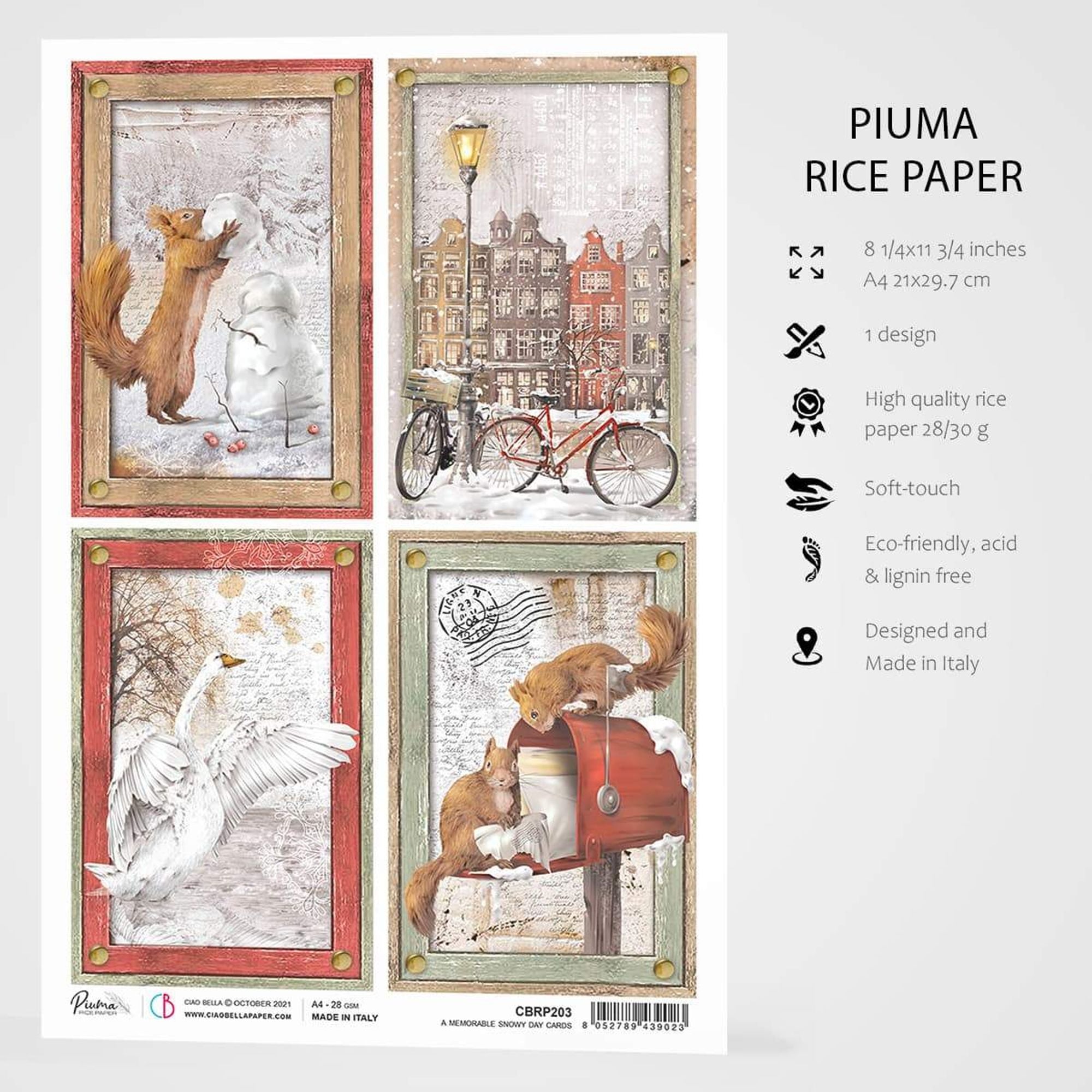 Ciao Bella Rice Paper A4 A Memorable Snowy Day Cards