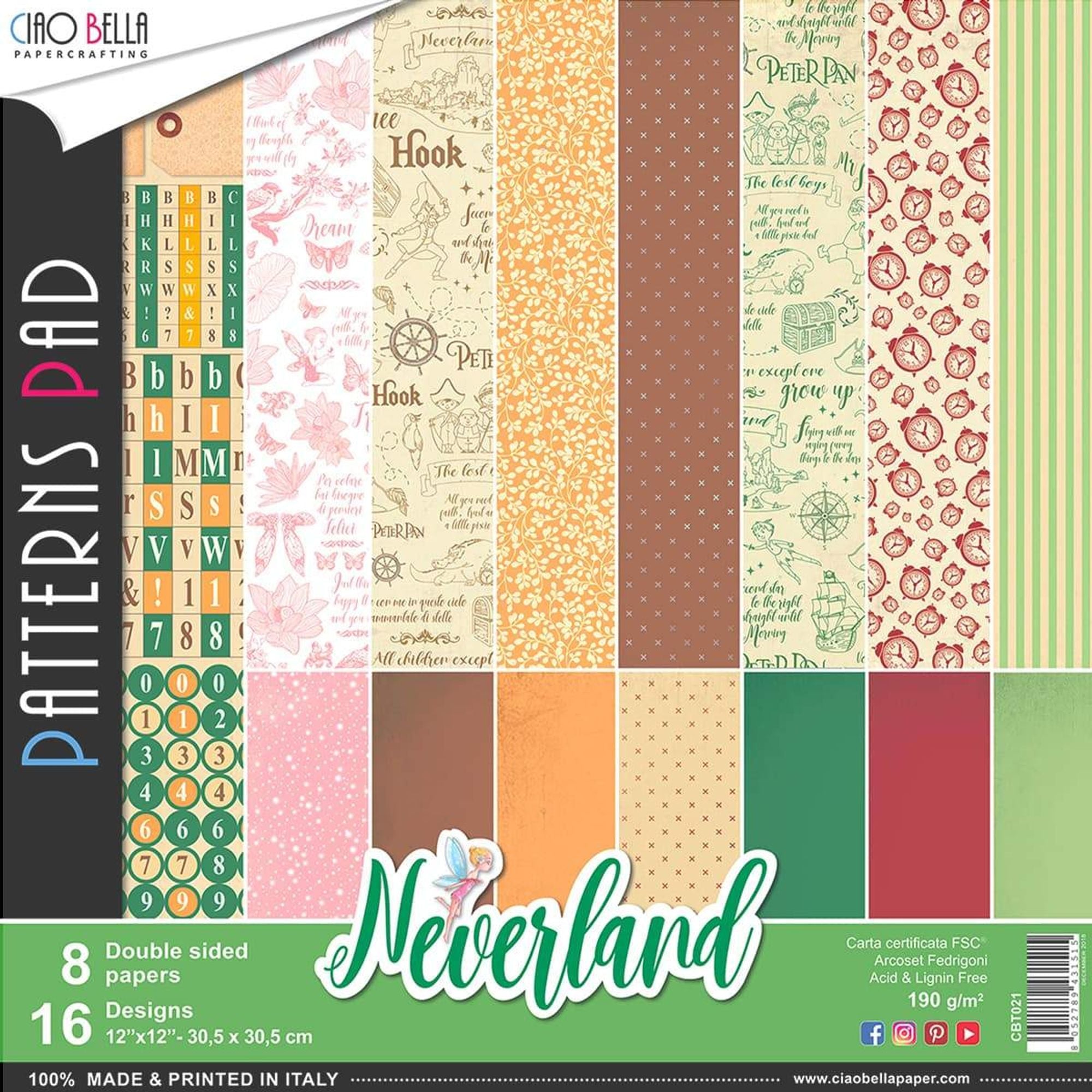 Ciao Bella Neverland Patterns Pad 12"x12" 8/Pkg