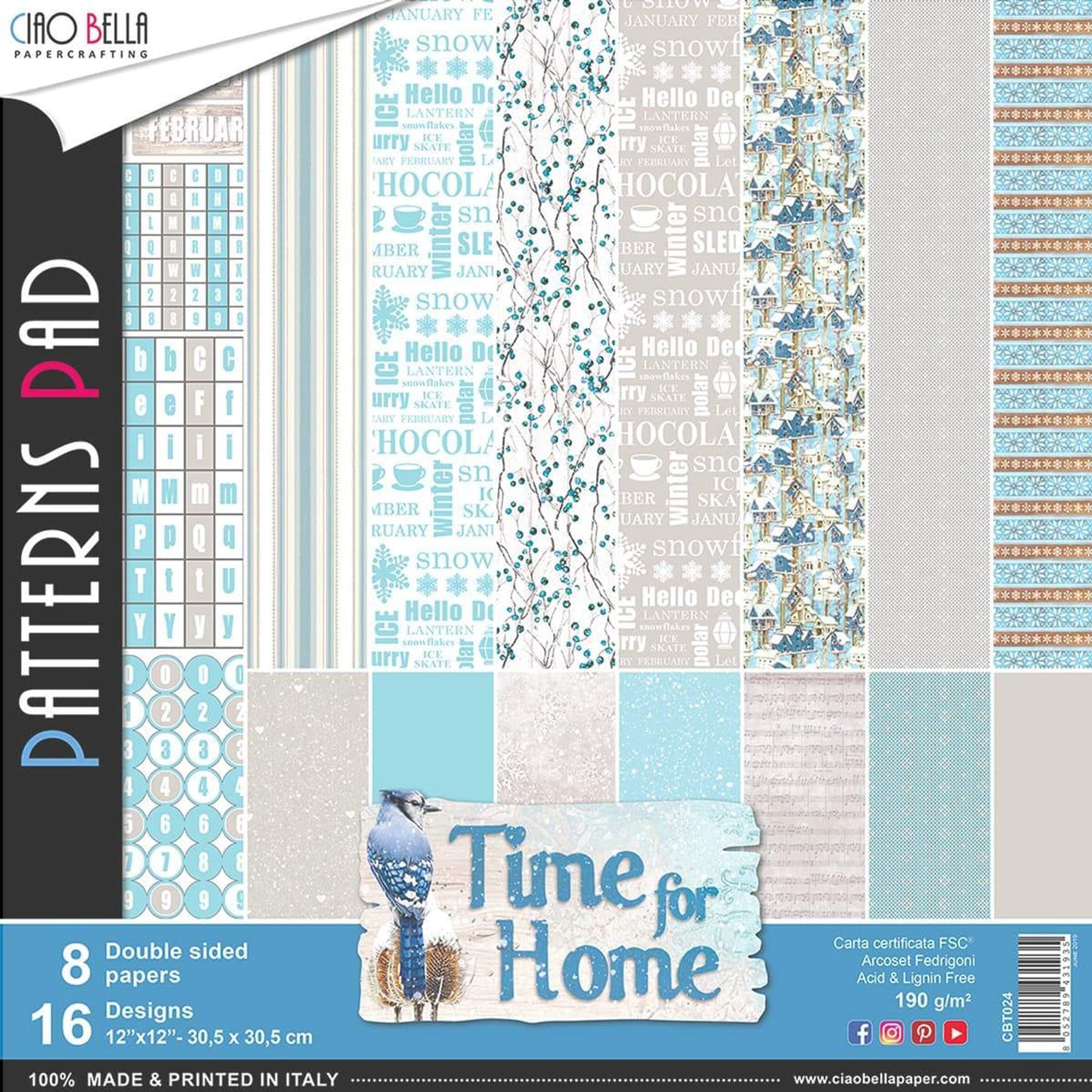 Ciao Bella Time For Home Patterns Pad 12"x12" 8/Pkg