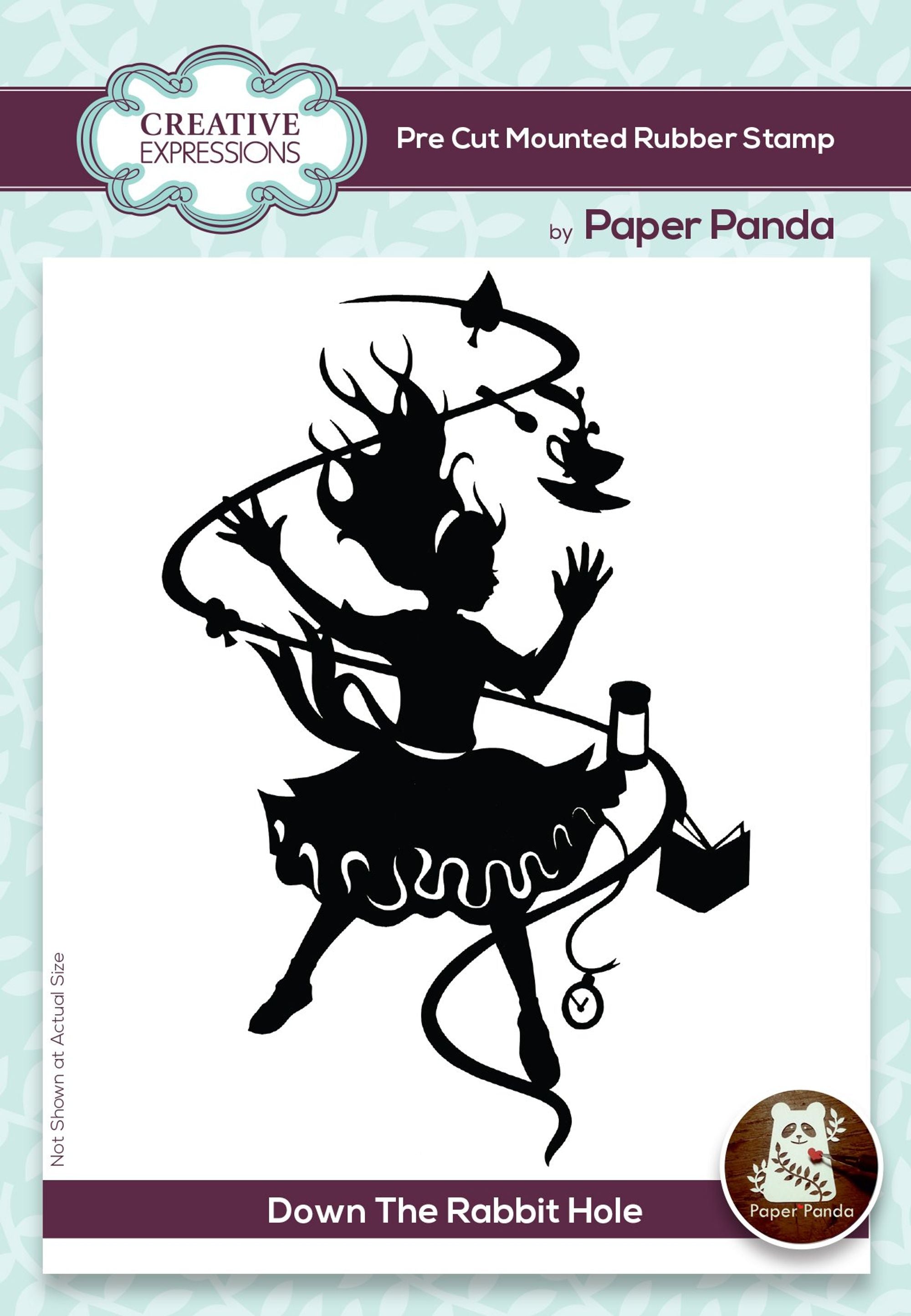 Creative Expressions Paper Panda Down The Rabbit Hole Pre Cut Rubber Stamp