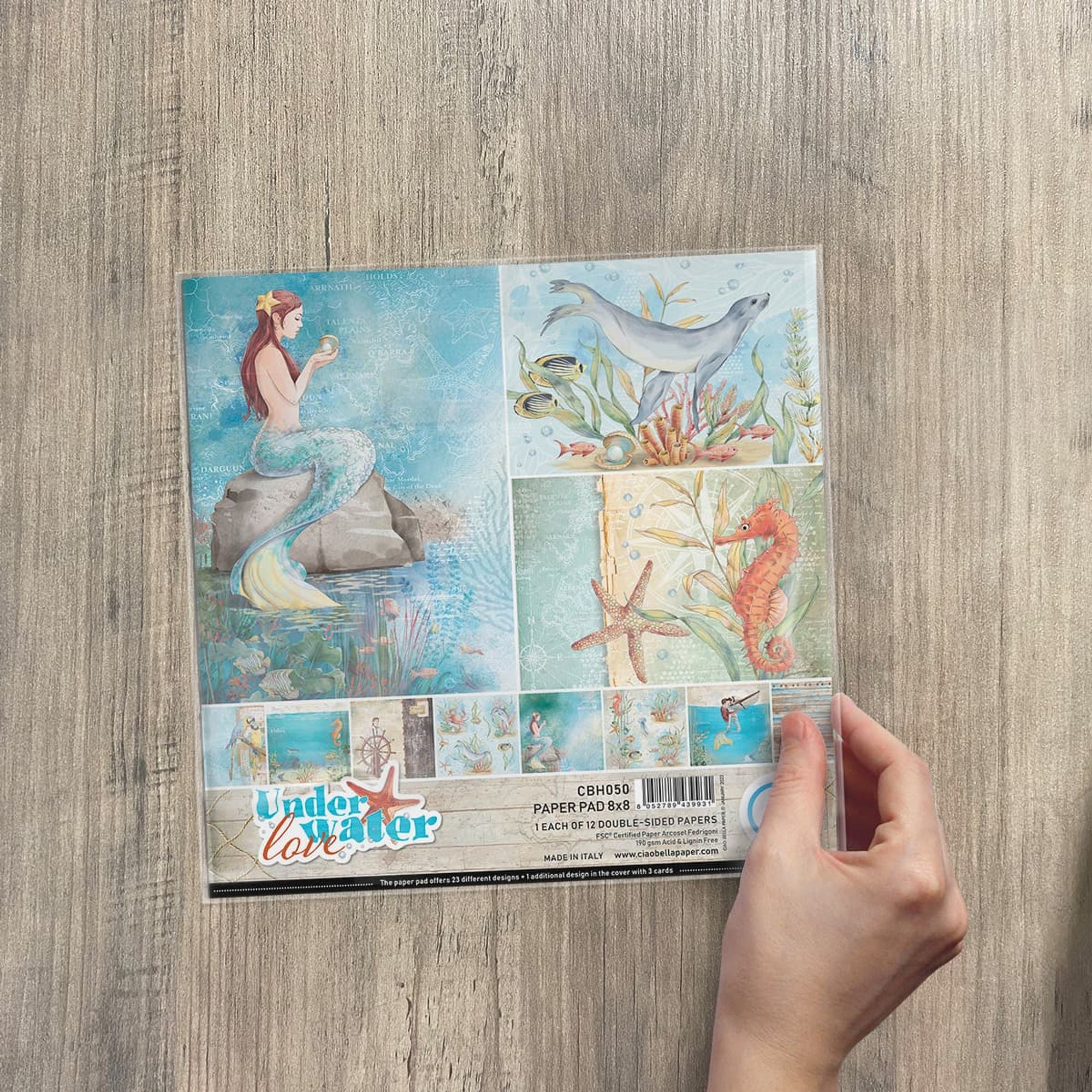 Ciao Bella Underwater Love Paper Pad 8"x8" 12/Pkg