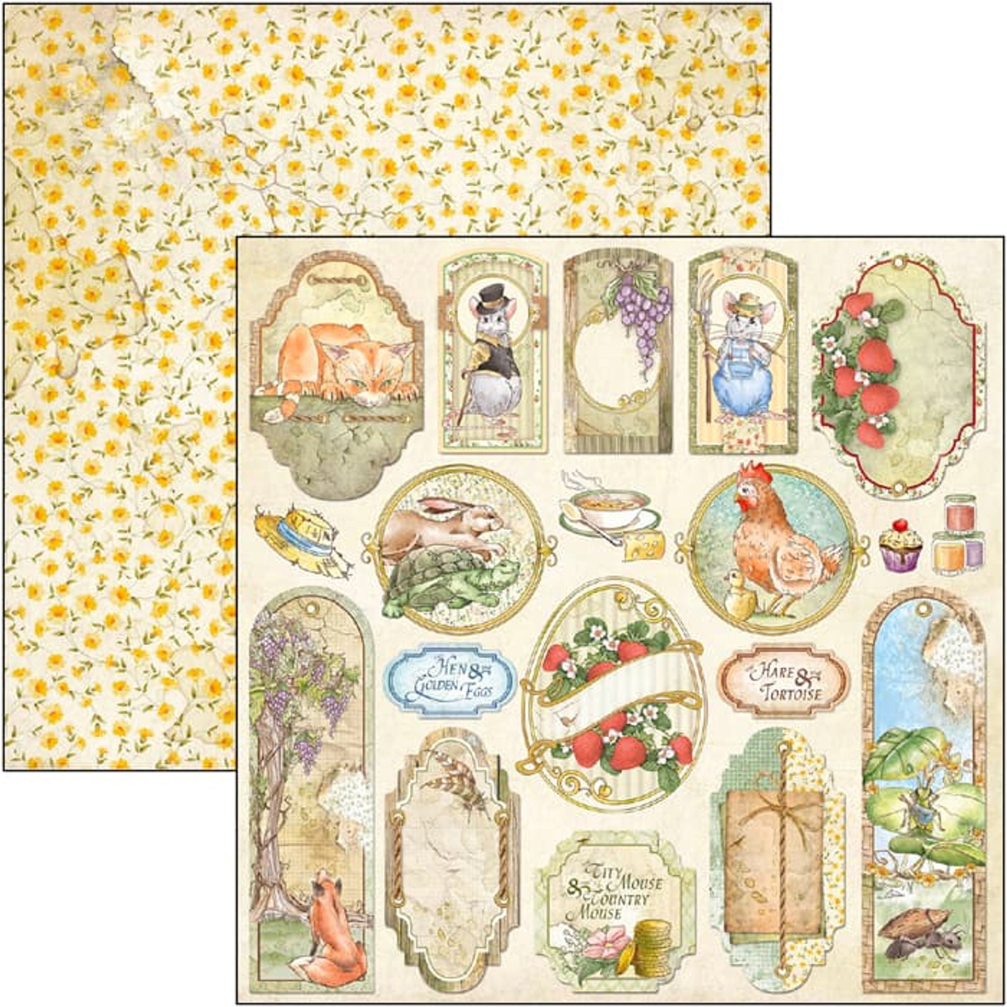 Ciao Bella Aesop’s Fables Cards Paper Sheet 12"X12" 1 Sheet