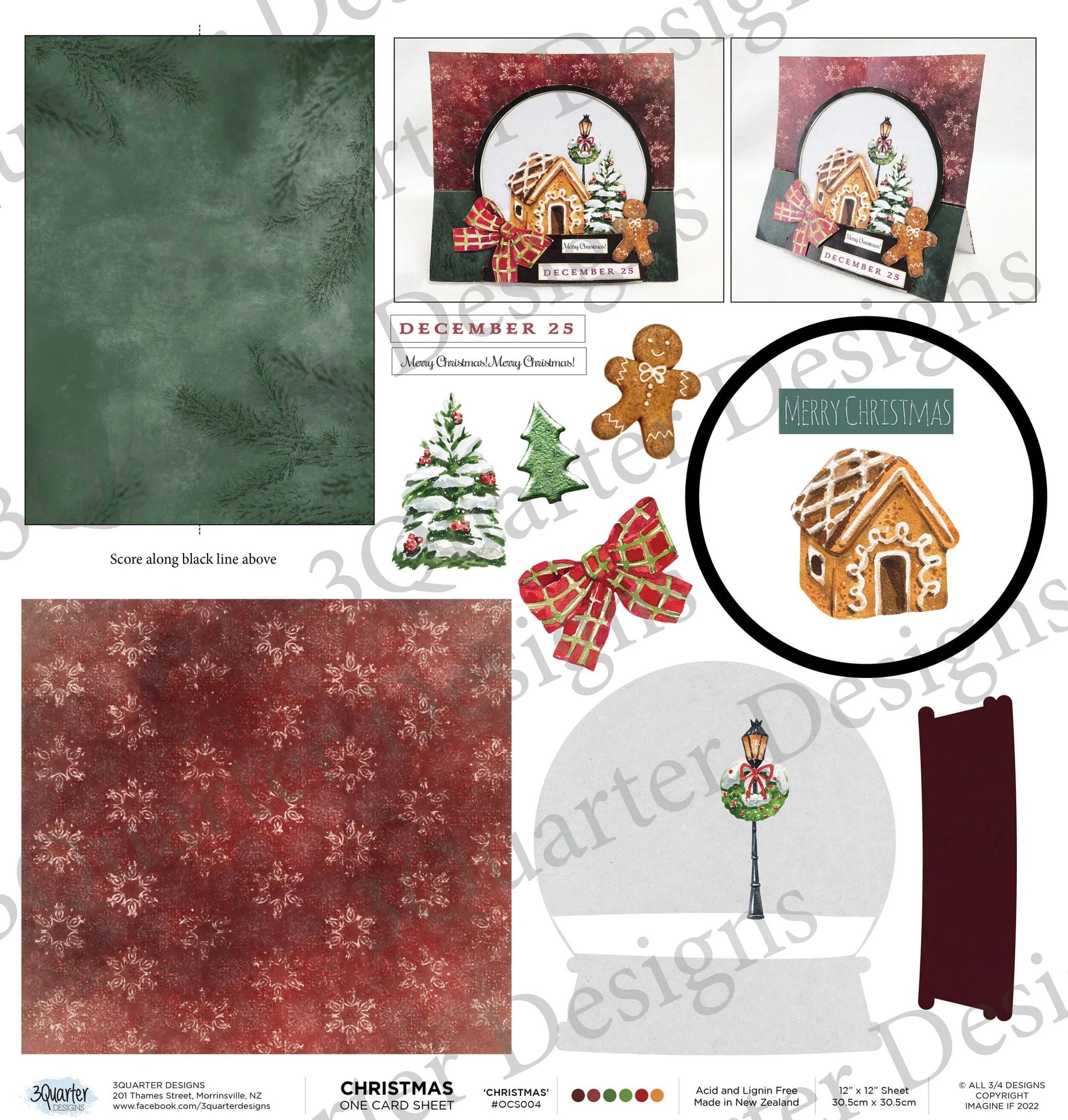 3Quarter Designs - One Card Project Sheet - Christmas