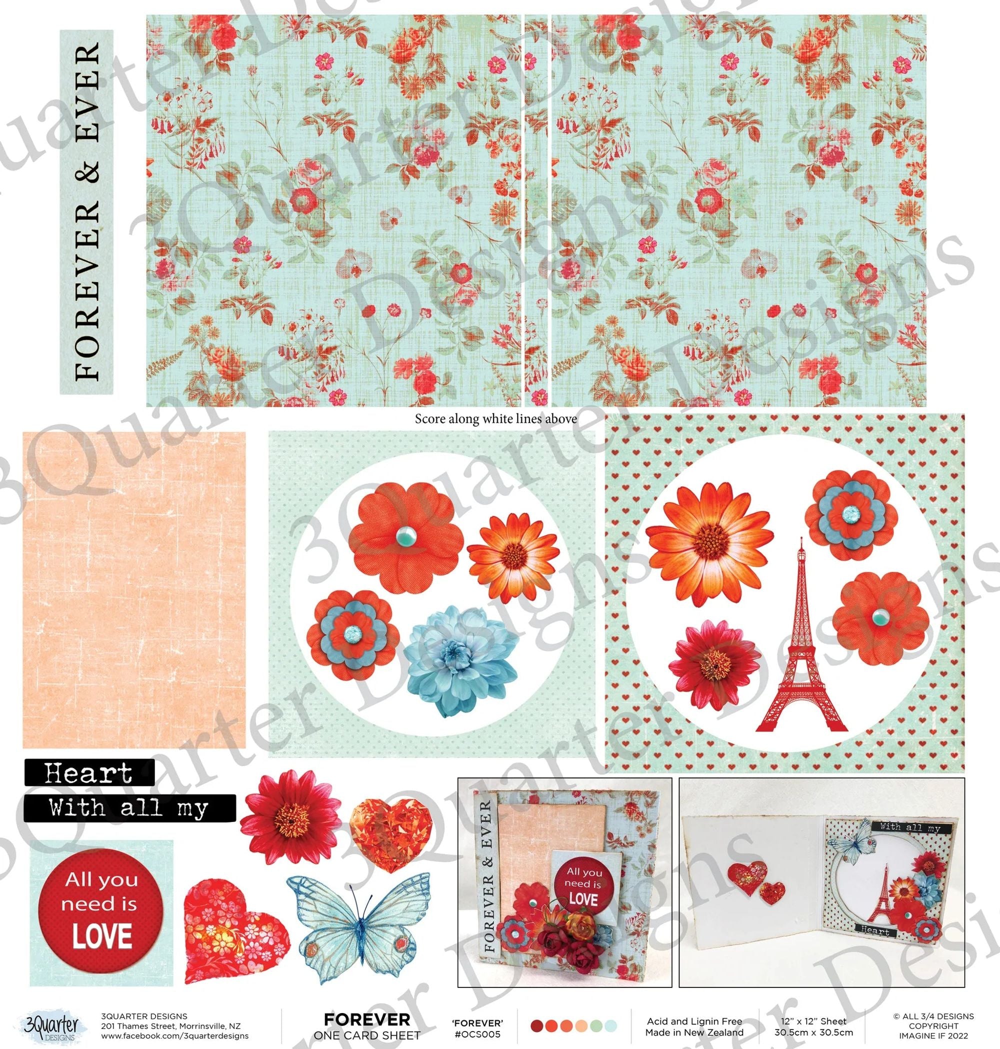 3Quarter Designs - One Card Project Sheet - Forever