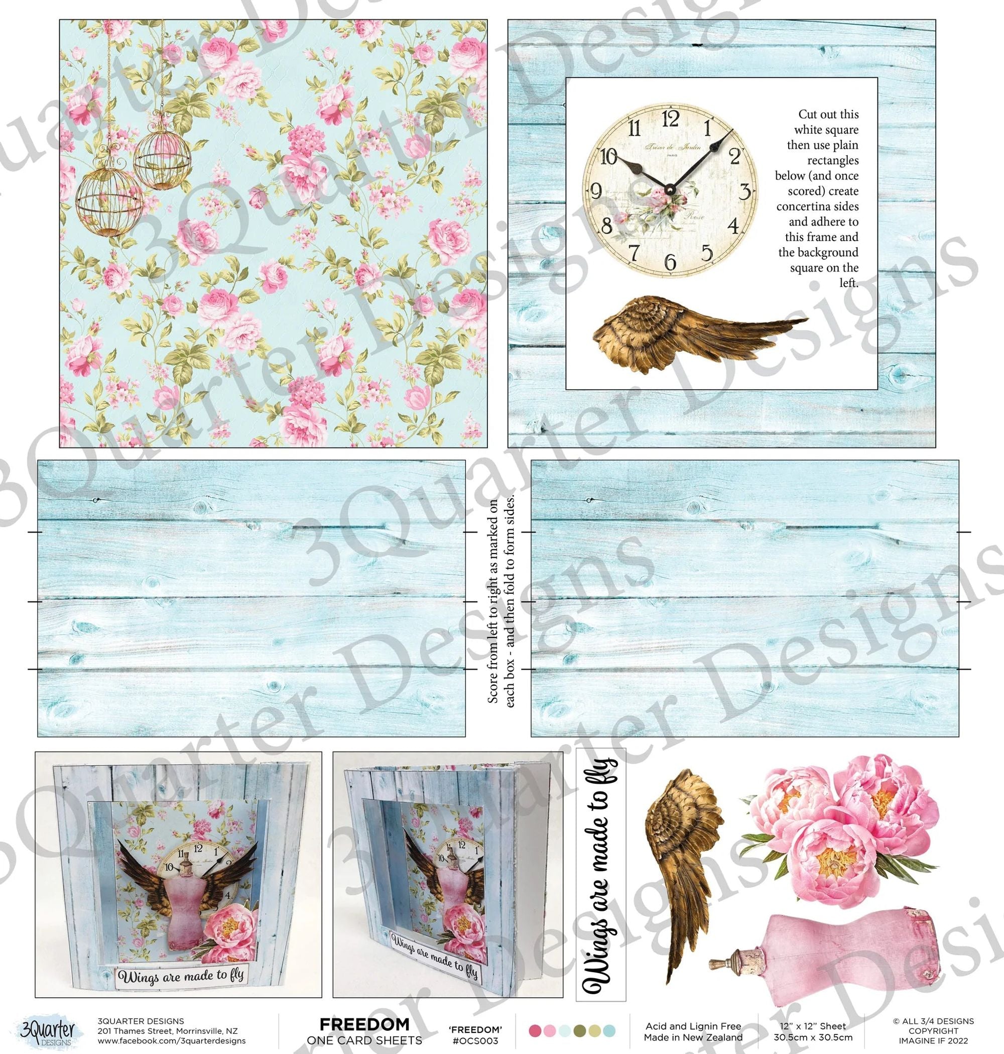3Quarter Designs - One Card Project Sheet - Freedom
