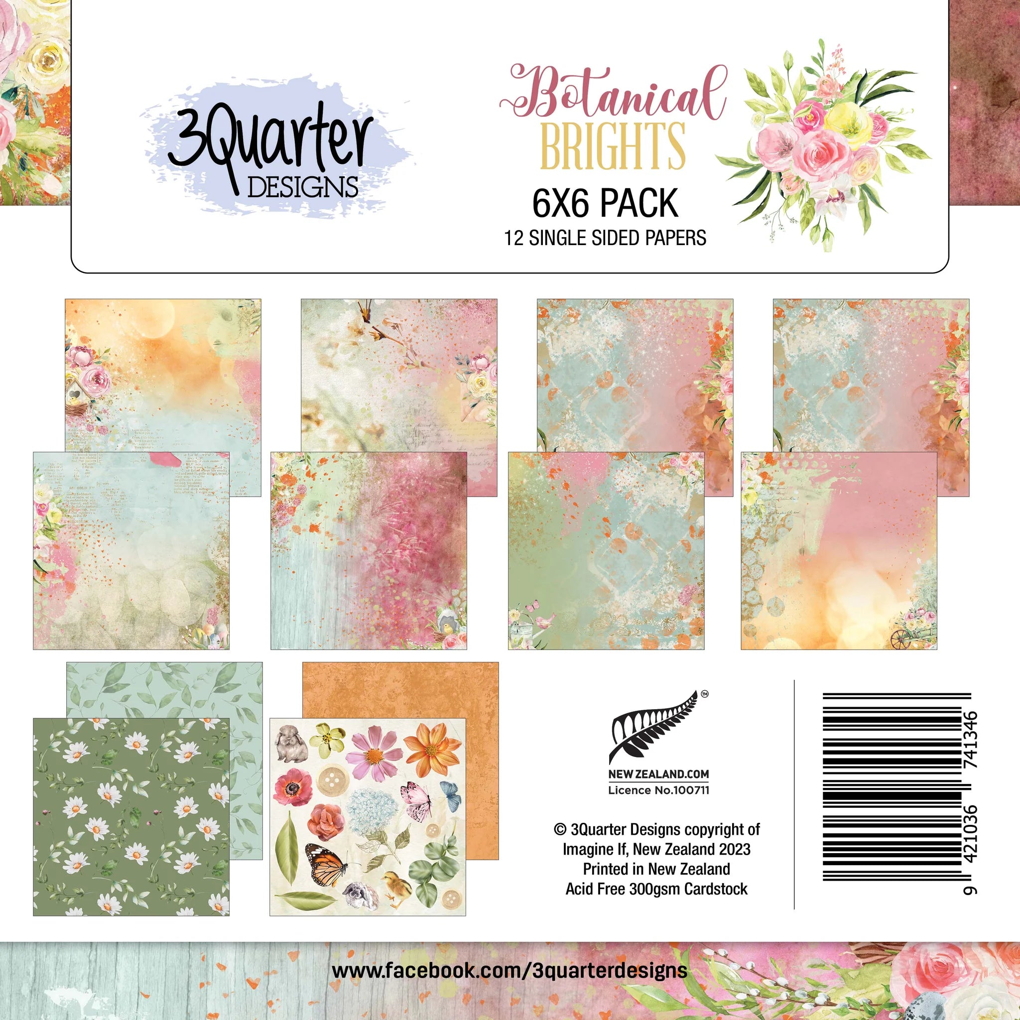 3Quarter Designs - Botanical  Brights - Paper Pad 6 x 6