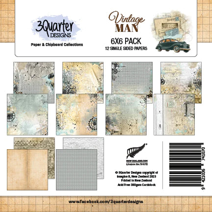 3Quarter Designs - 6" X 6" Paper Pack - Vintage Man