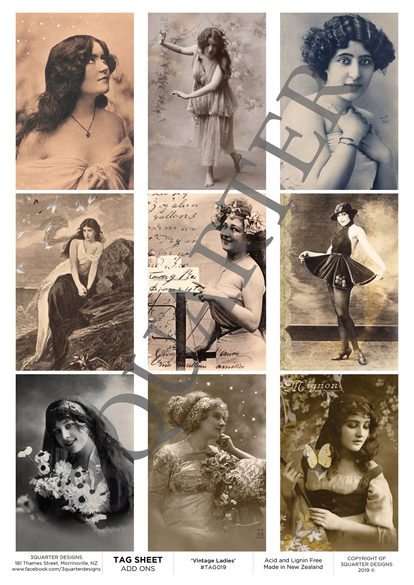 3Quarter Designs -Tag Sheet - Vintage Ladies