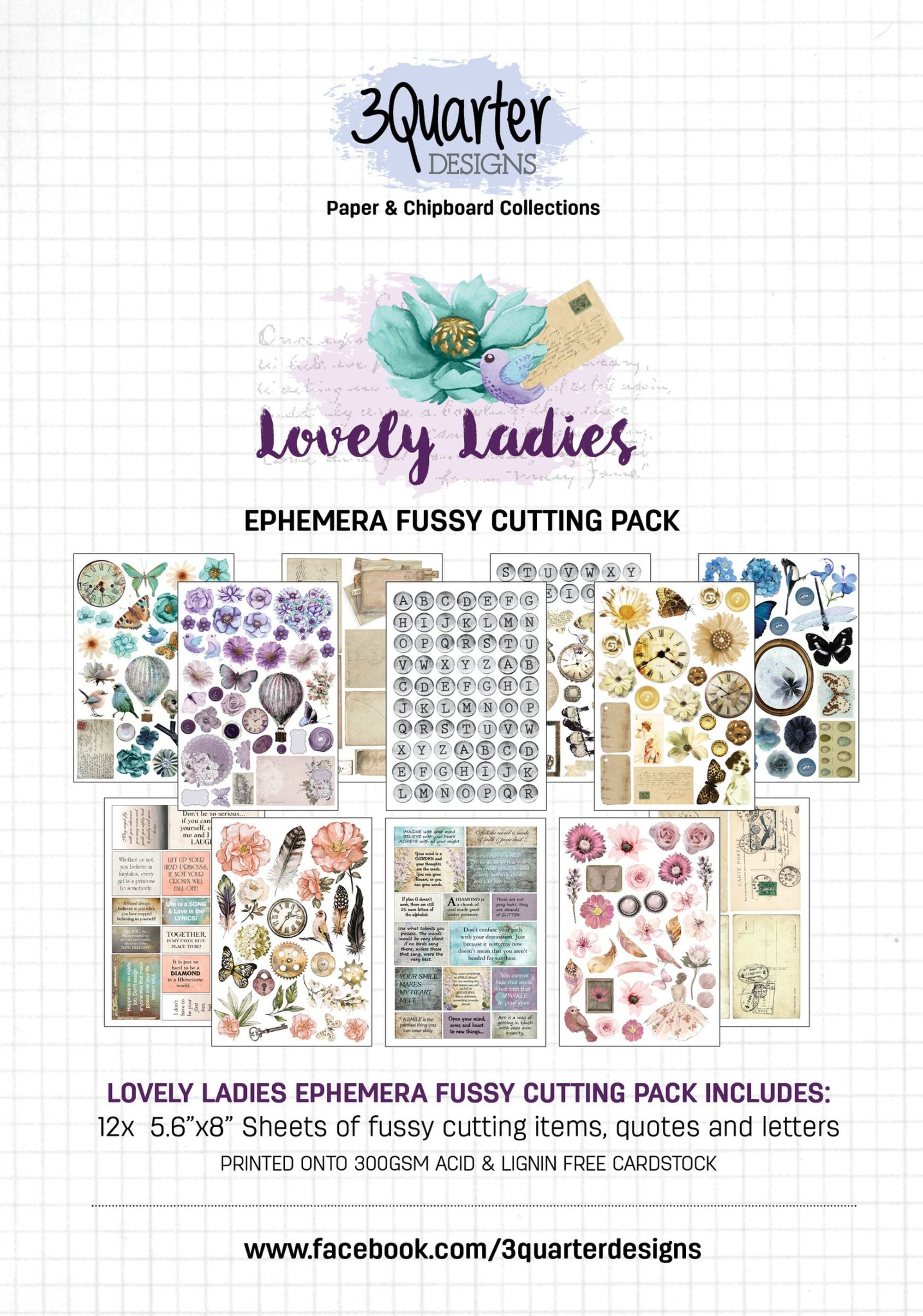 3Quarter Designs Ephemera Fussy Cutting Pack - Lovely Ladies