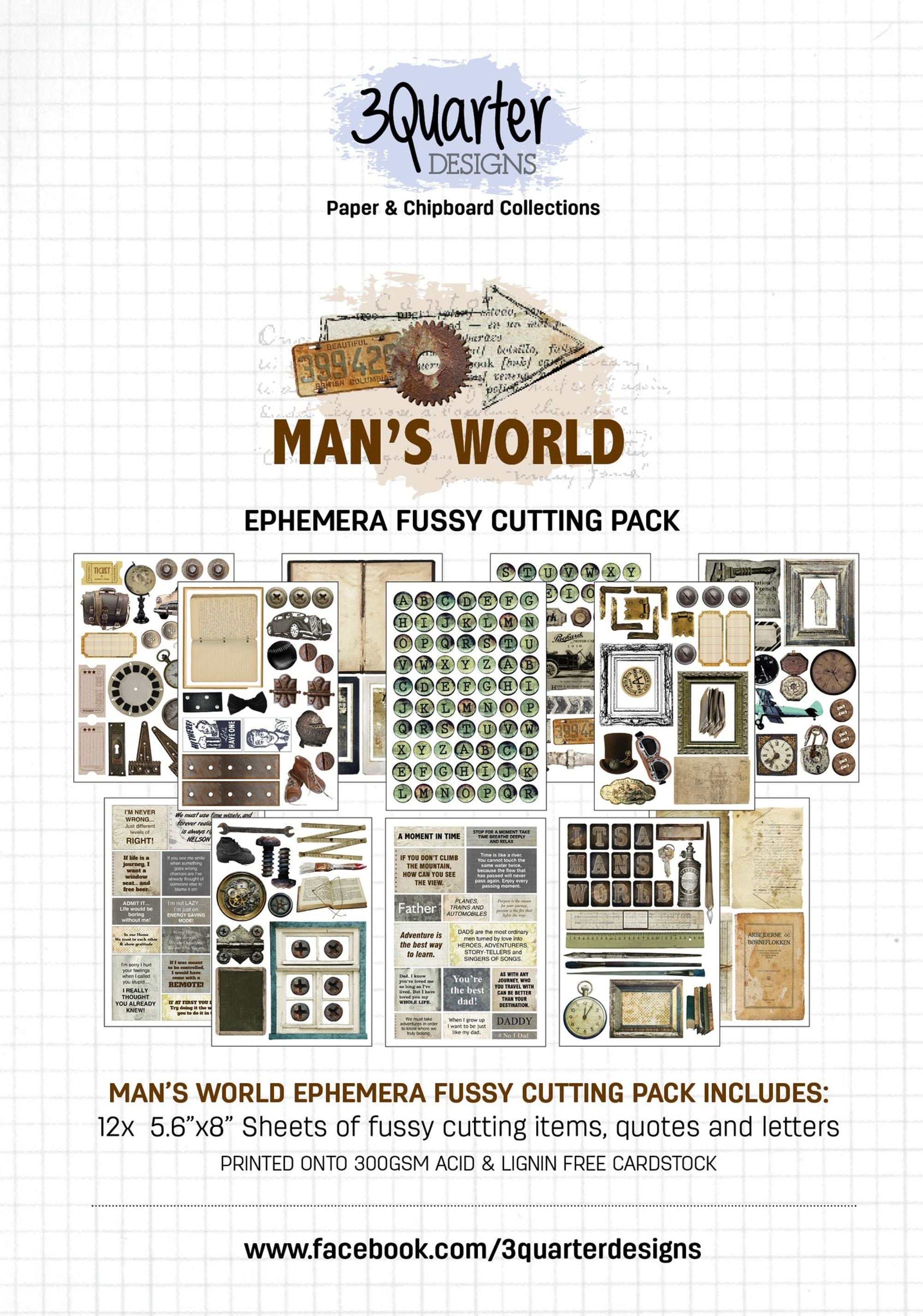 3Quarter Designs Ephemera Fussy Cutting Pack - Man's World