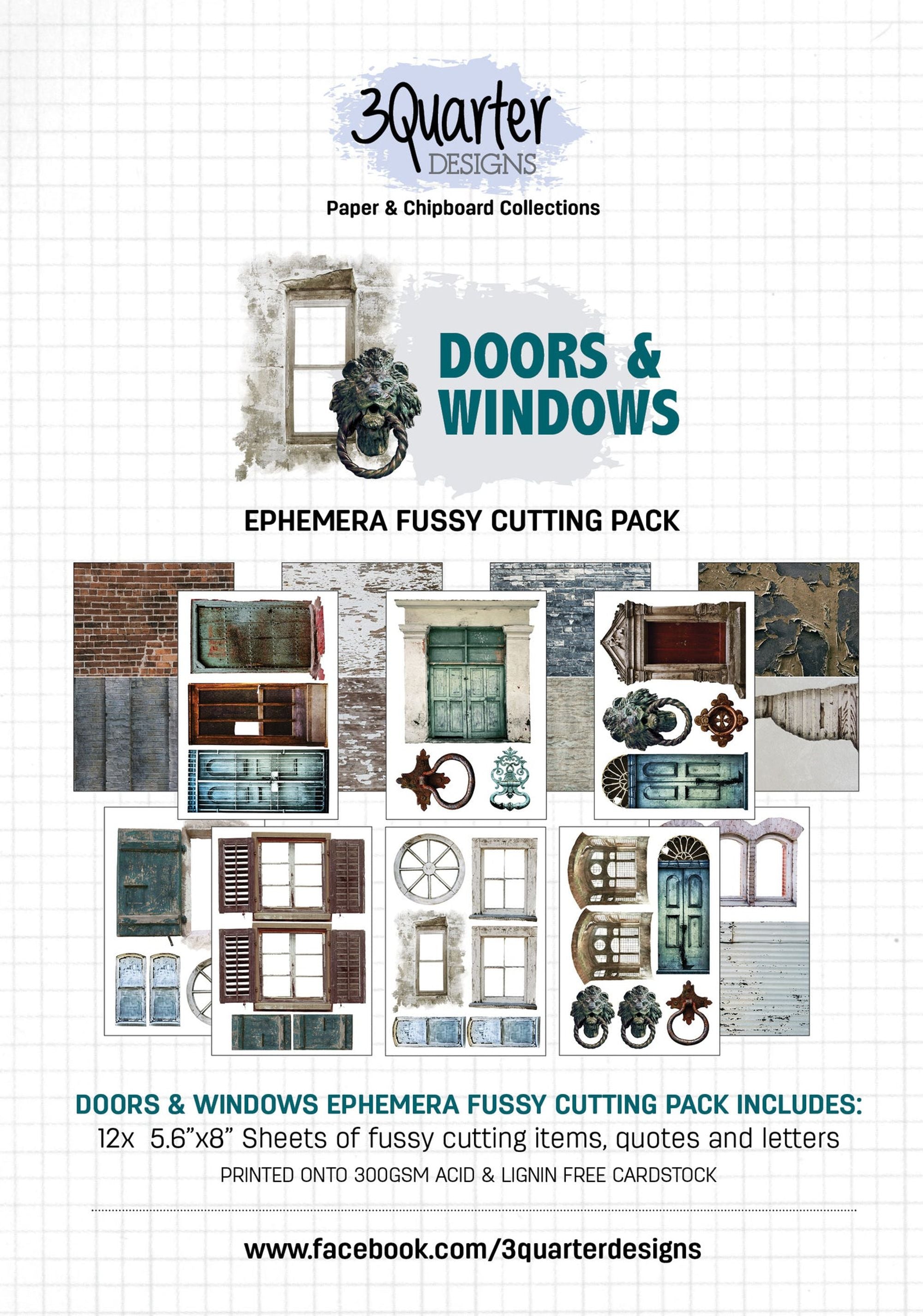 3Quarter Designs Ephemera Fussy Cutting Pack - Windows And Doors