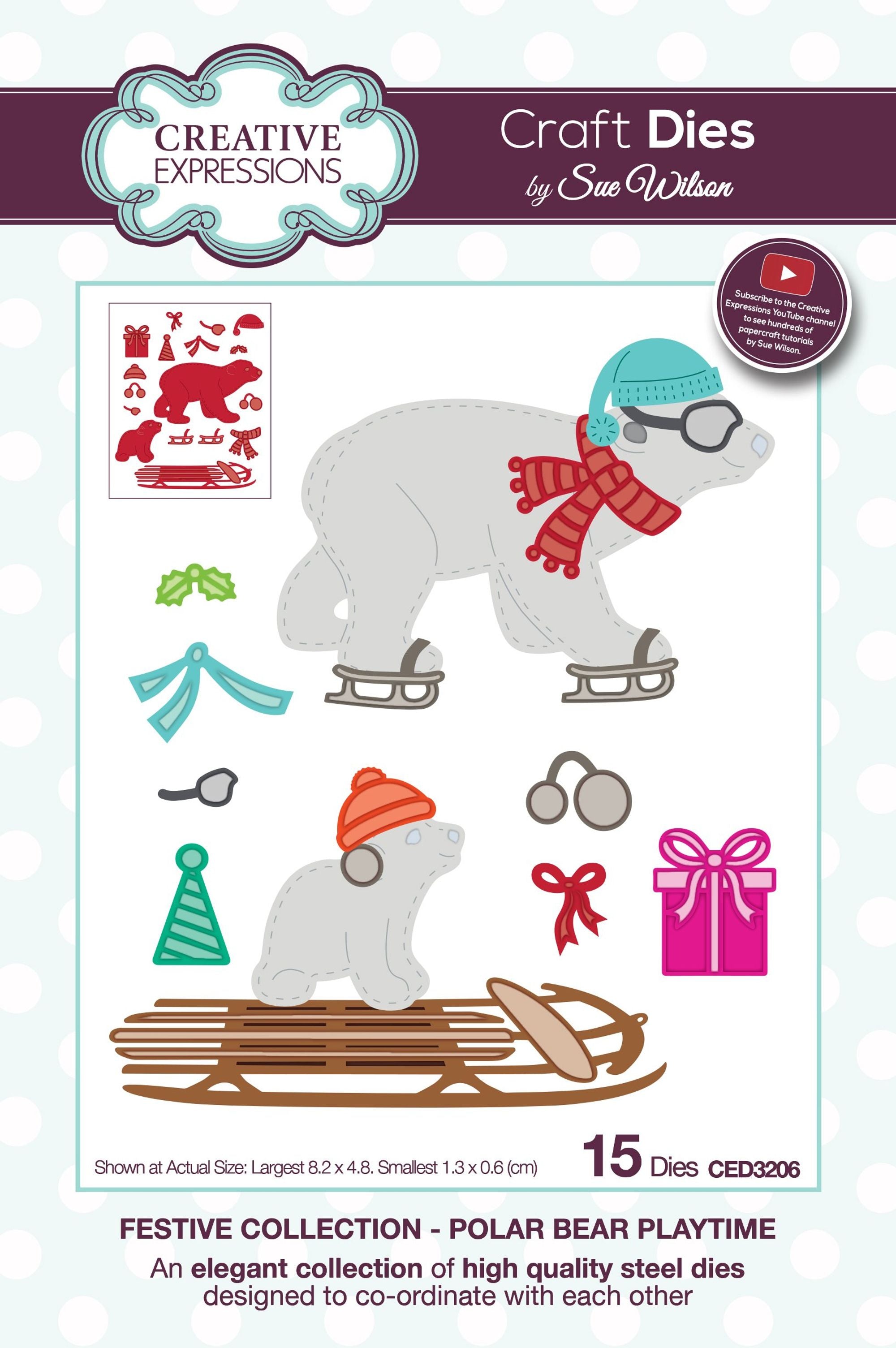 Dies by Sue Wilson Festive Polar Bear