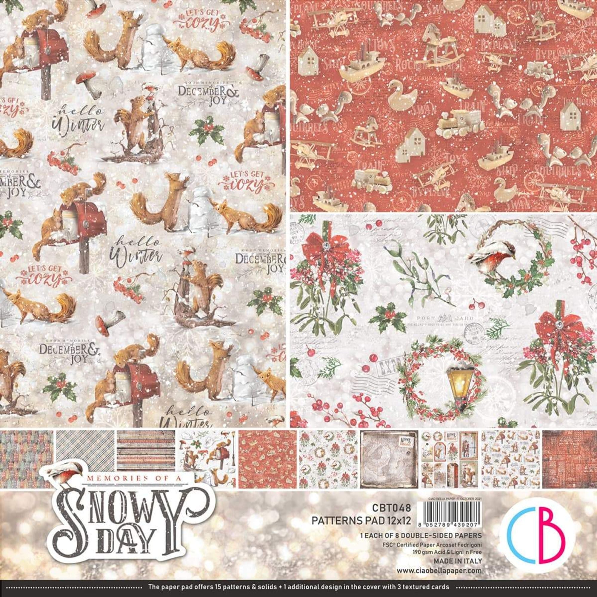 Ciao Bella Memories of a Snowy Day Patterns Pad 12"x12" 8/Pkg