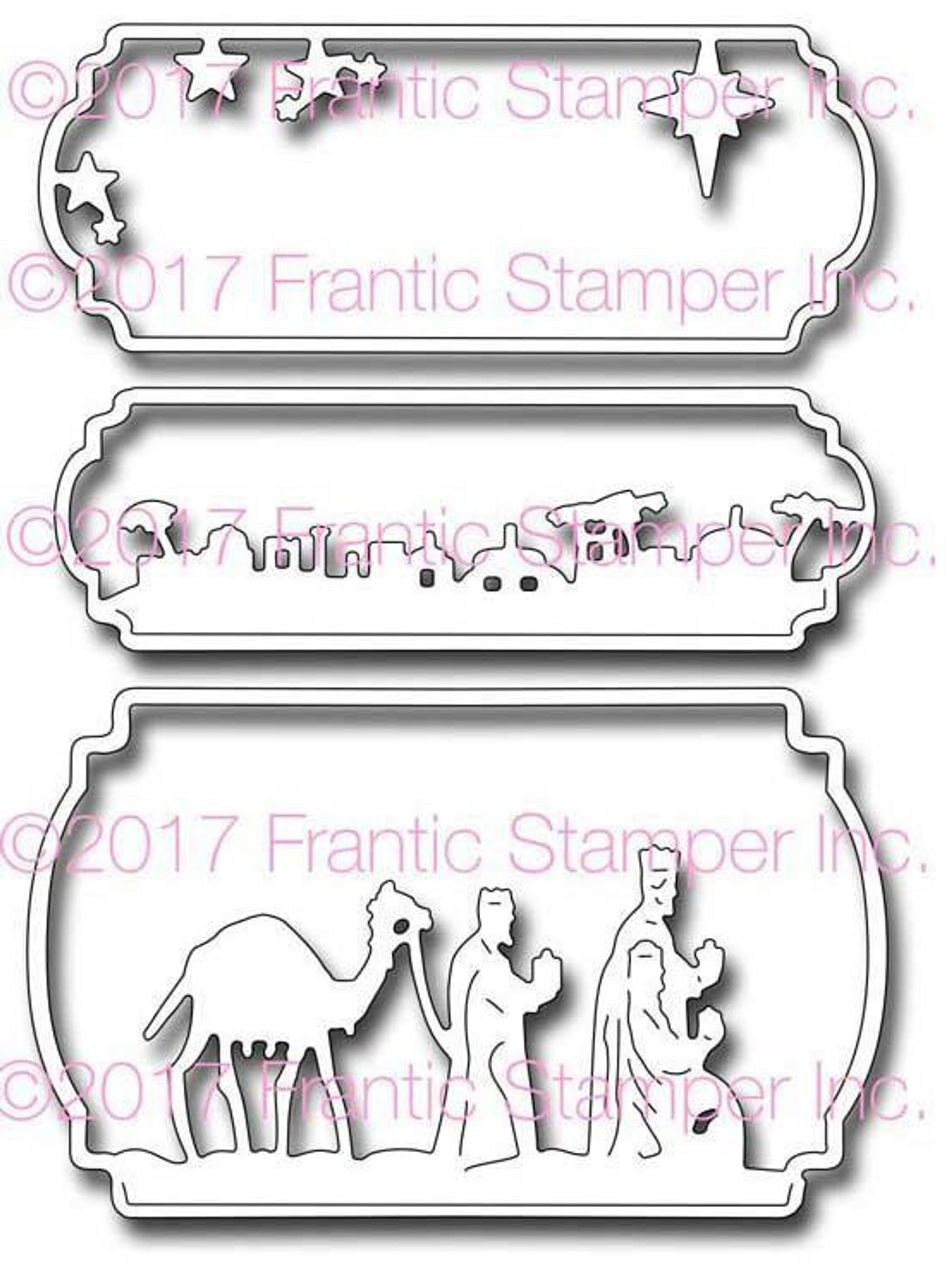 Frantic Stamper Precision Die - Vertical Christmas Triptych Panels