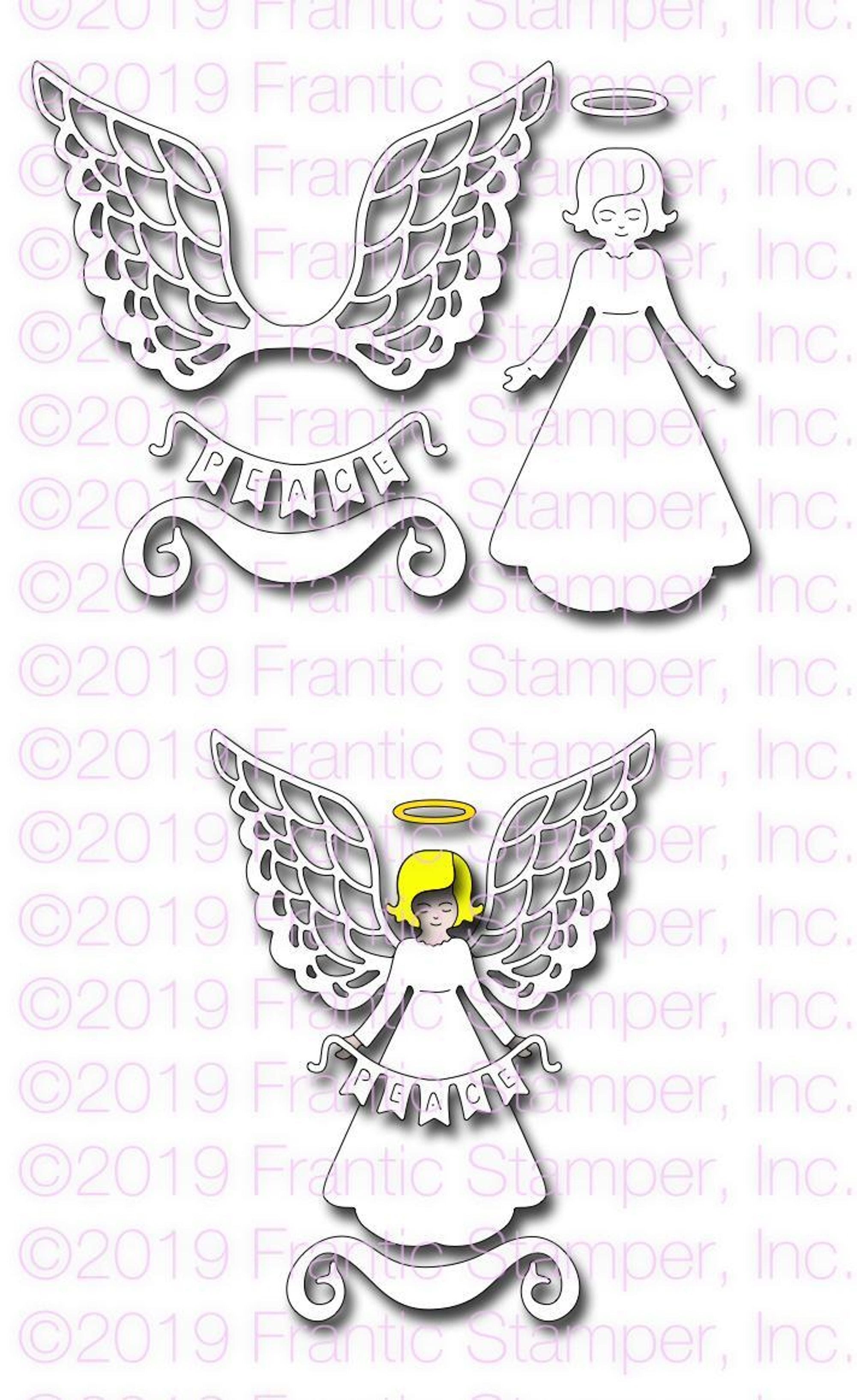 Frantic Stamper Precision Die - Lace Winged Angel