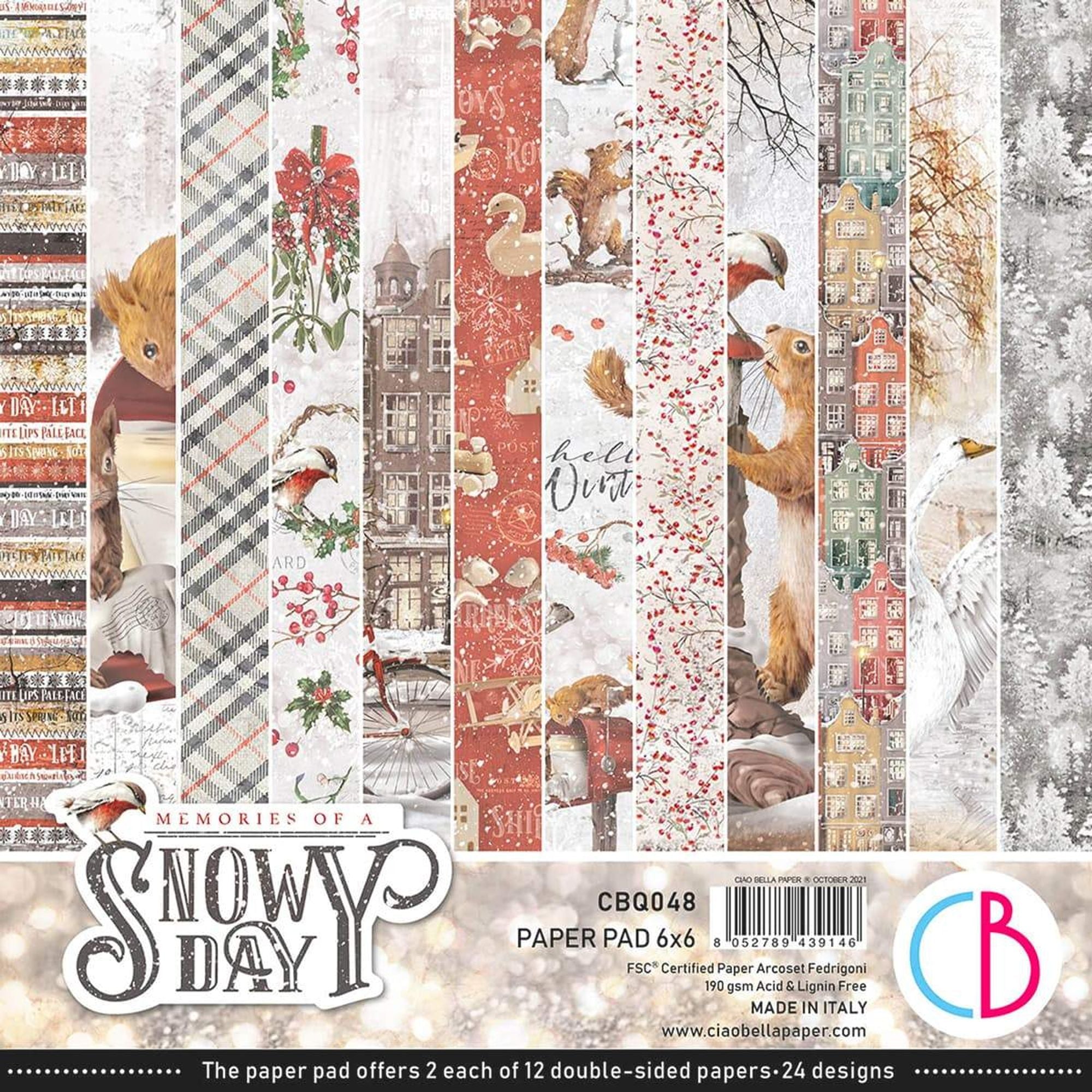 Ciao Bella Memories of a Snowy Day Paper Pad 6"x6" 24/Pkg
