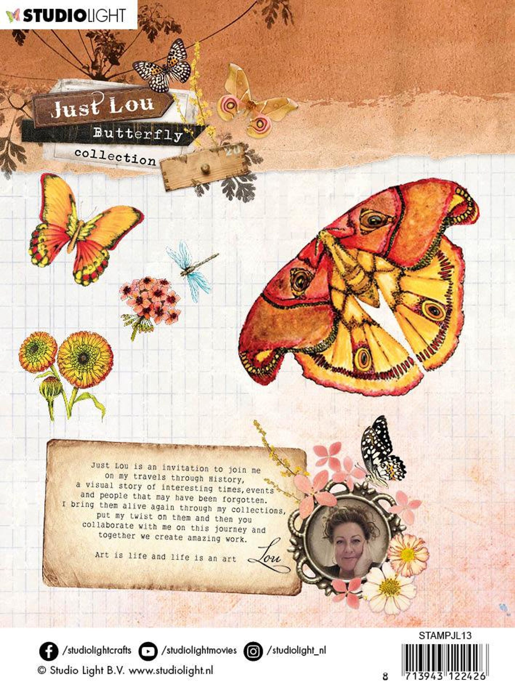 Just Lou Clear Stamp Butterfly Collection 110x110mm nr.13