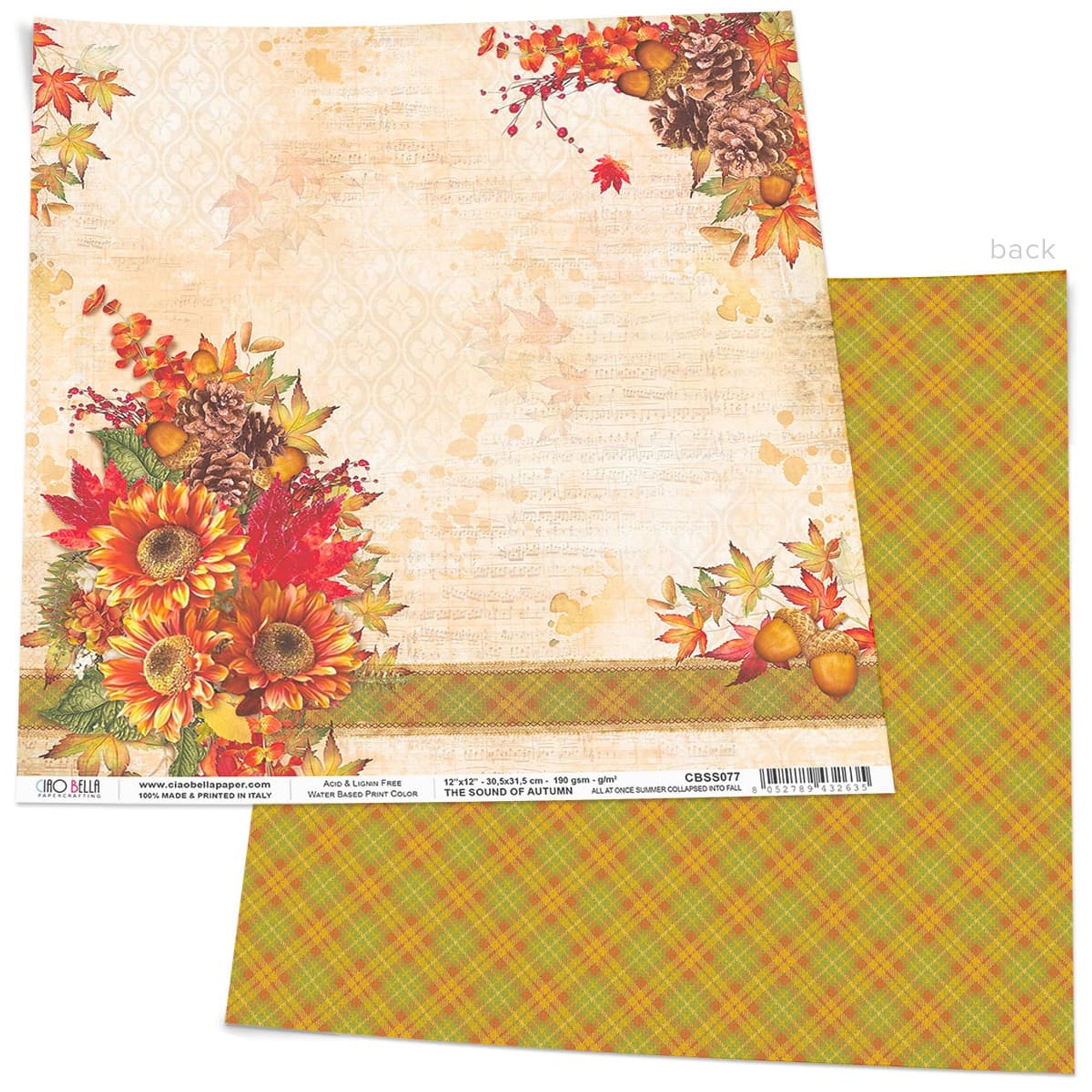 Ciao Bella All At Once Summer Collapsed Into Fall Paper Sheet 12"x12" 1 Sheet