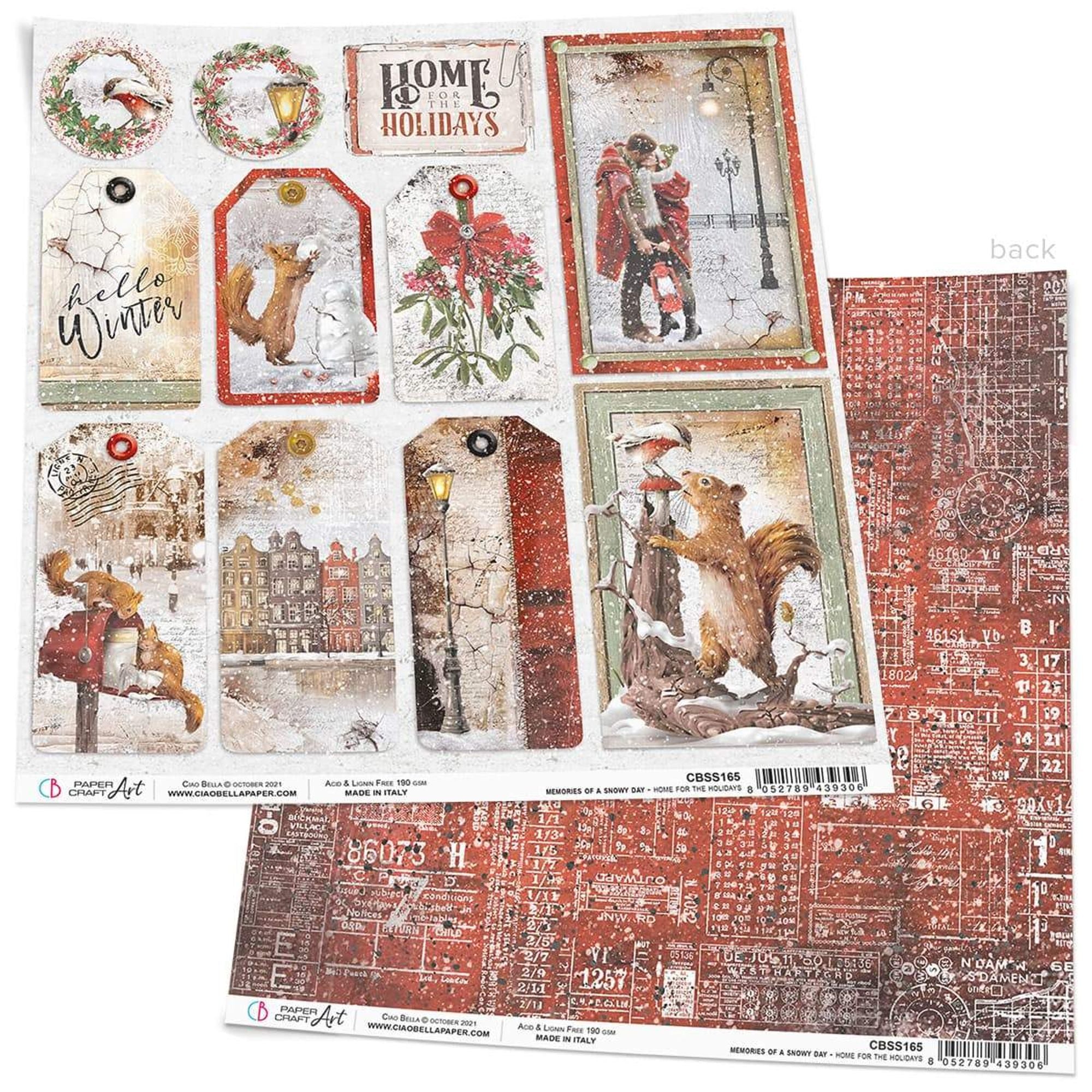 Ciao Bella Home for the Holidays Paper Sheet 12"x12" 1 Sheet