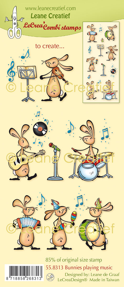 LeCreaDesign Combi Clear Stamp Bunnies Playing Music