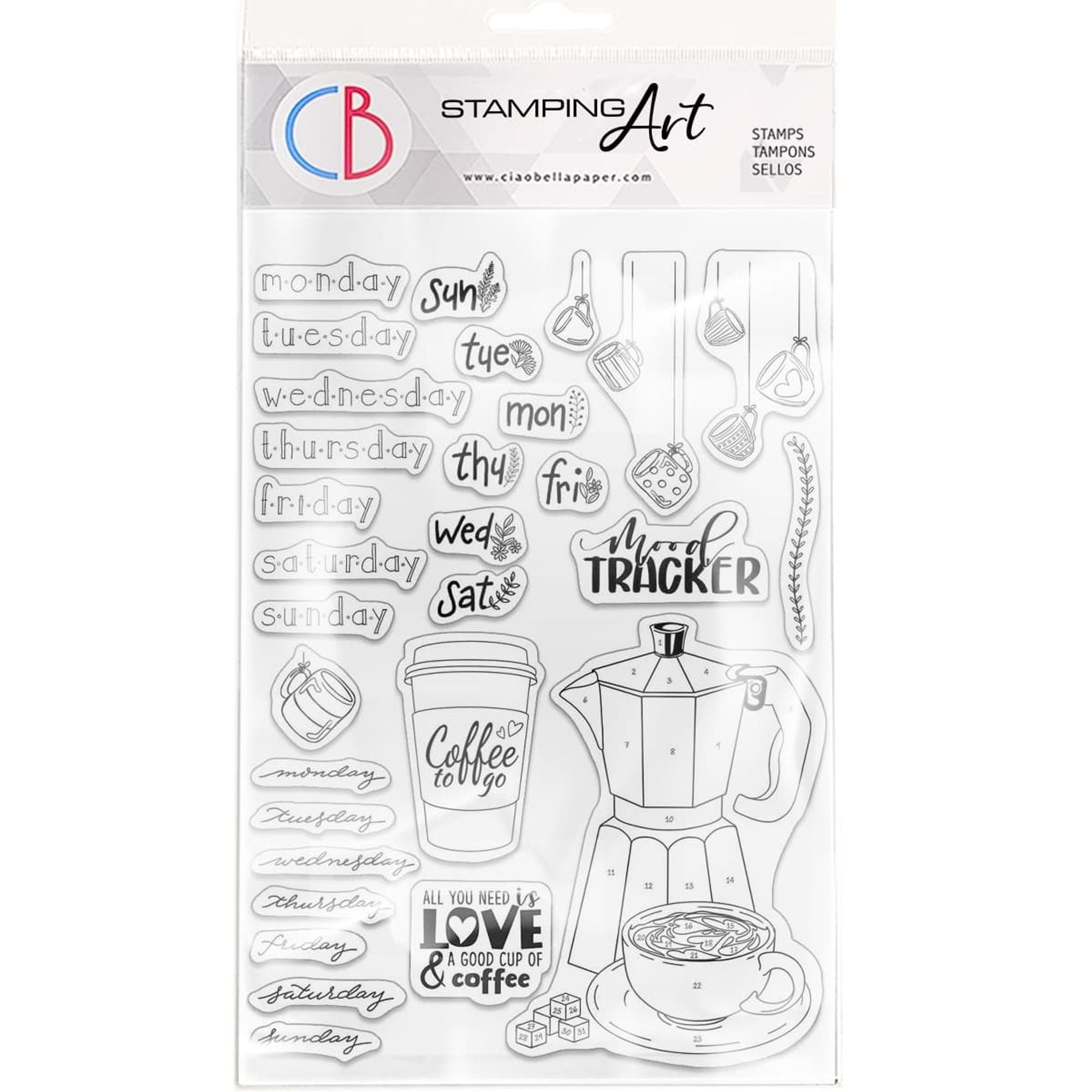 Ciao Bella Clear Stamp Set 6"x8" BuJo Week