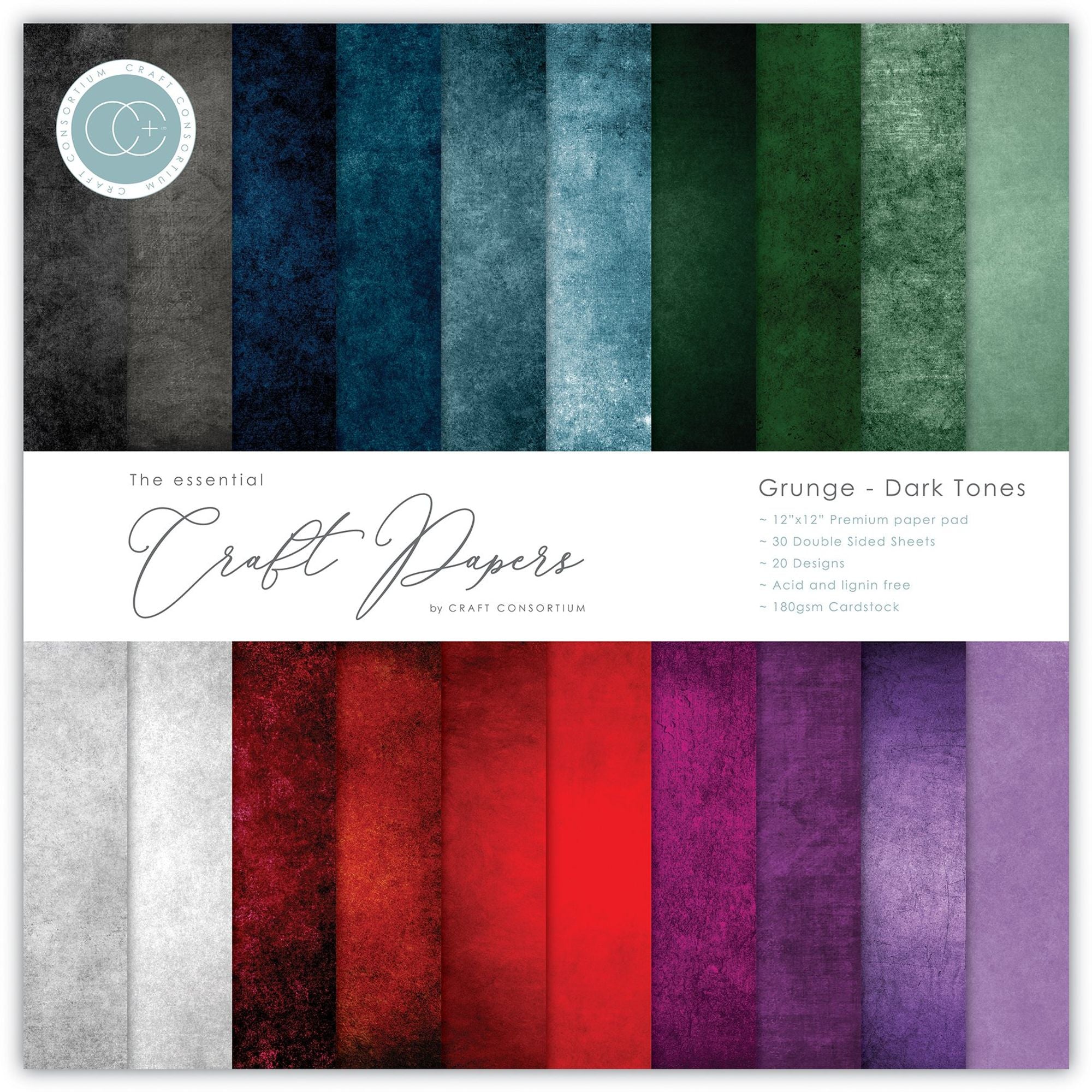Grunge - Dark Tones 12x12 Premium Paper Pad