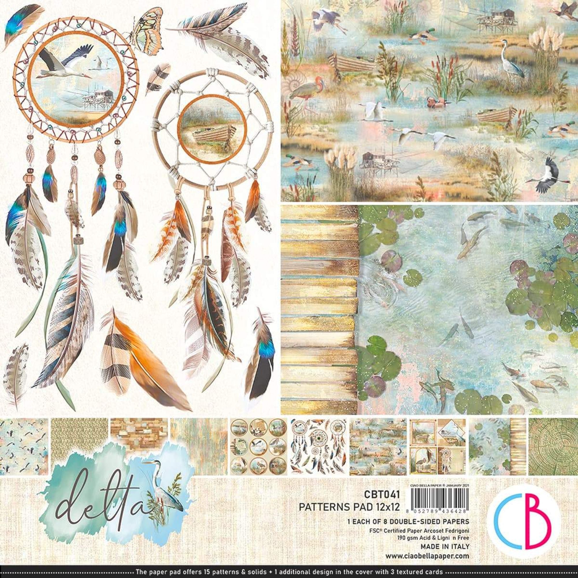 Ciao Bella Delta Patterns Pad 12"x12" 8/Pkg