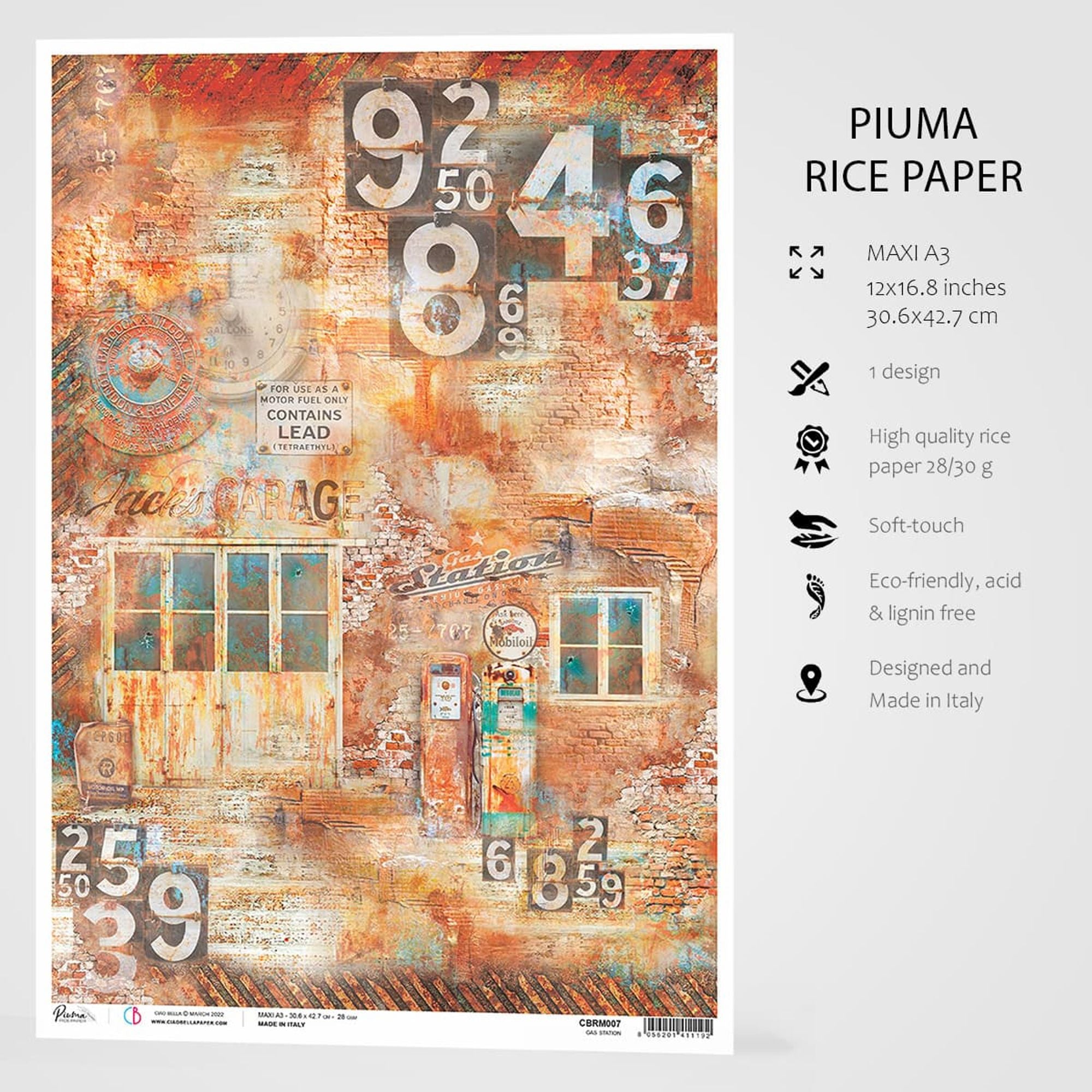 Ciao Bella Rice Paper A3 Gas Station - 3 Sheets
