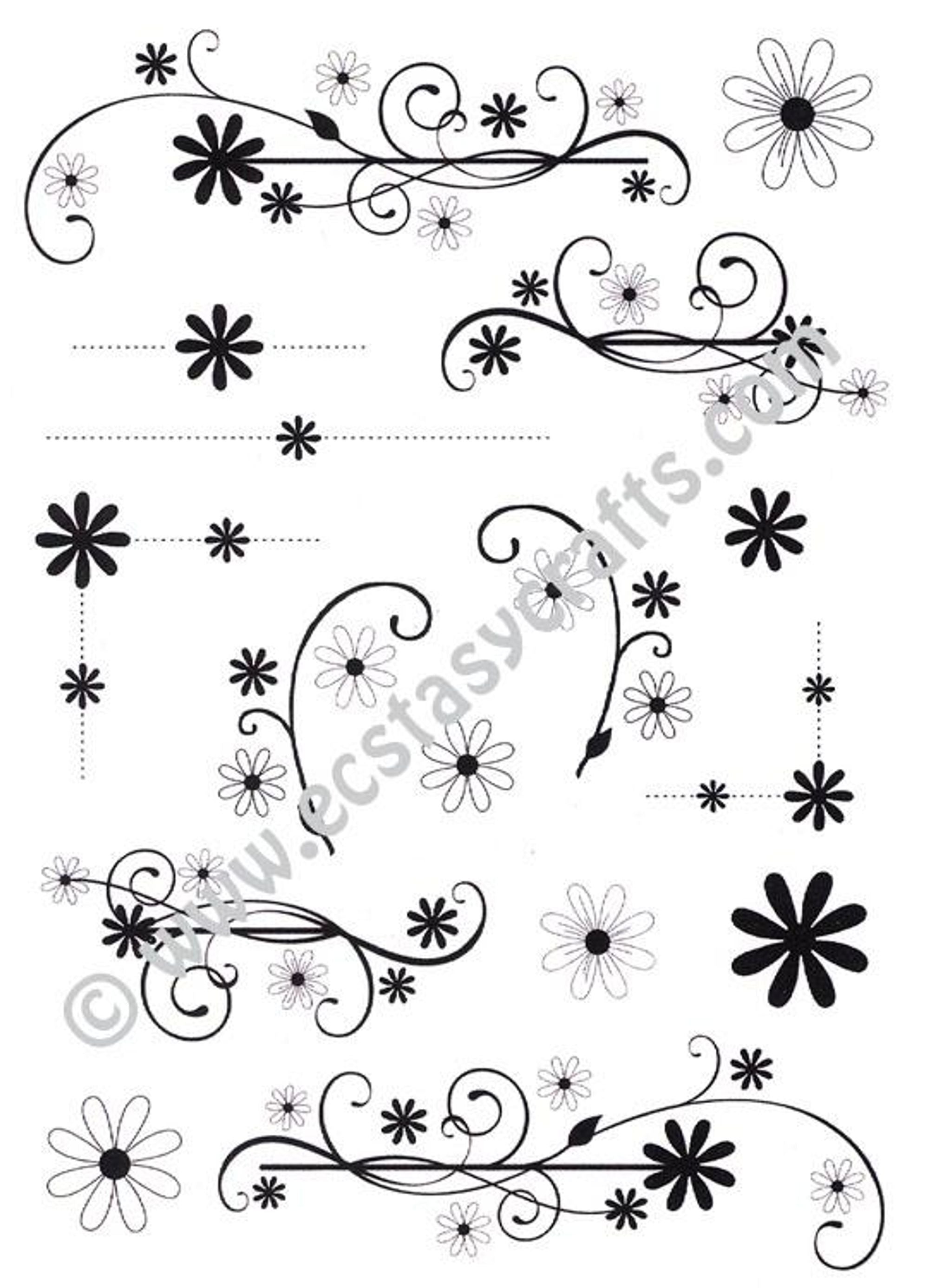 Creative Expressions: Dainty Daisies Flourishes & Corners A5 Clear