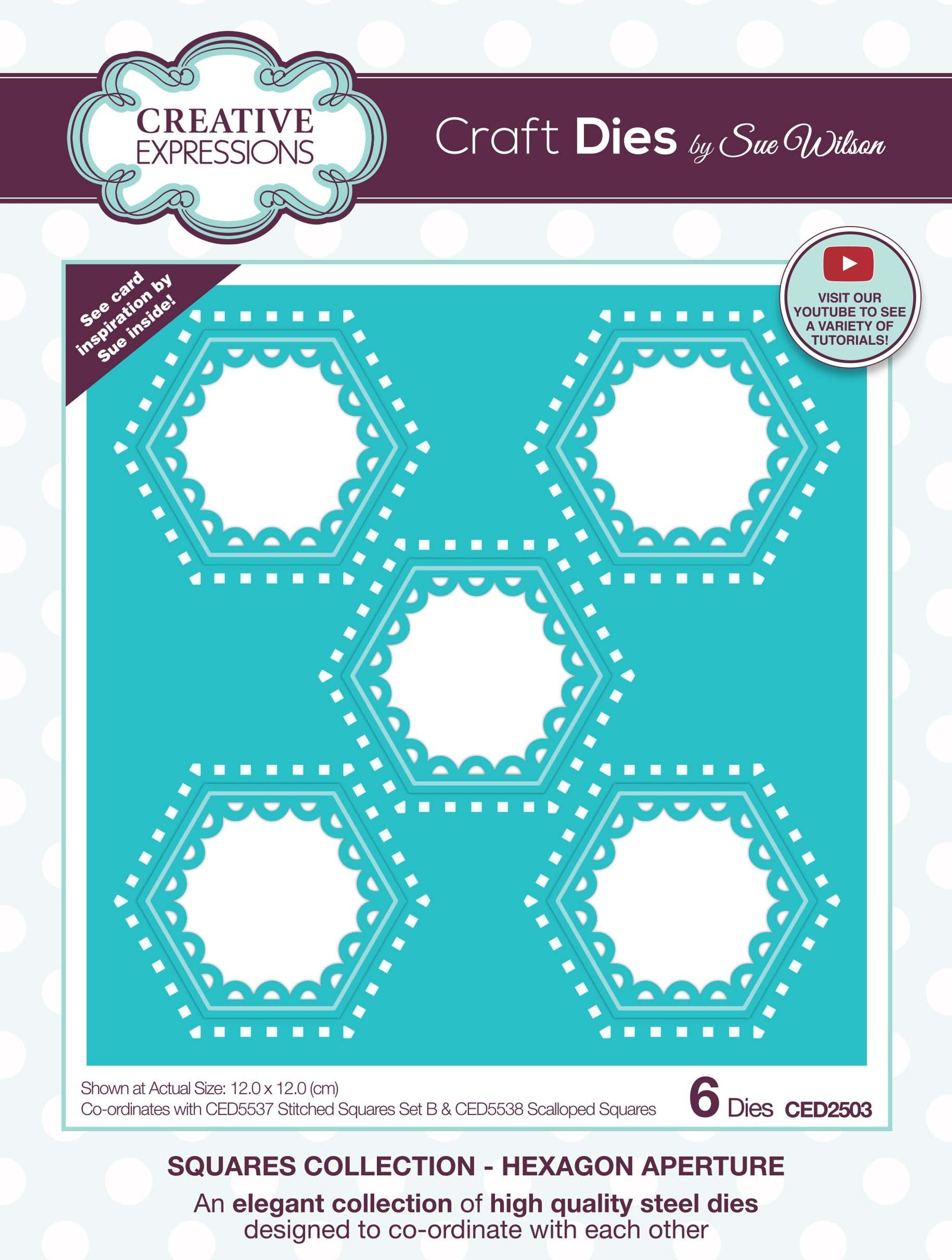Creative Expressions Sue Wilson Squares Collection Hexagon Aperture Craft Die