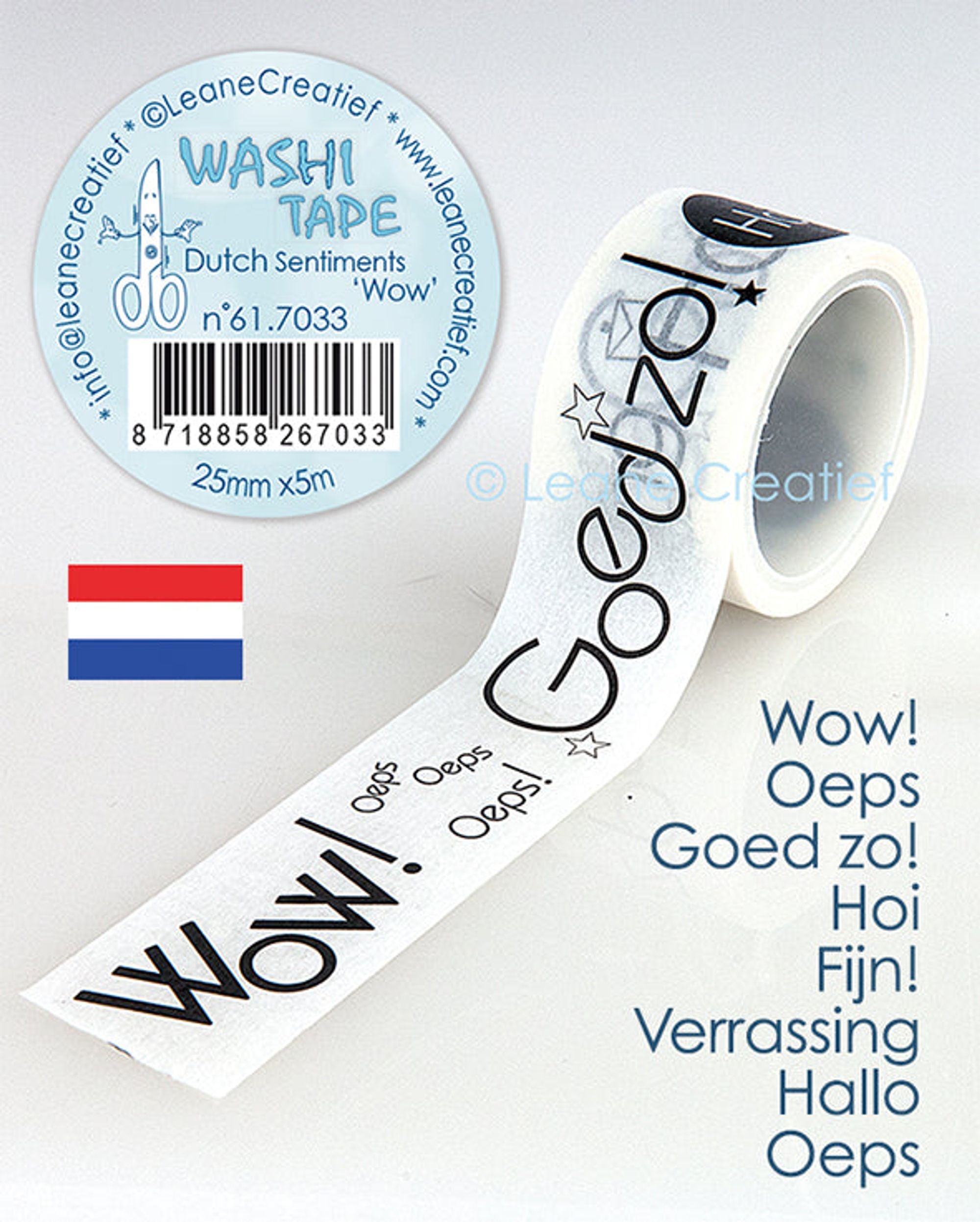 Washi Tape Dutch Sentiments 1 “Wow”, 25mm X 5m